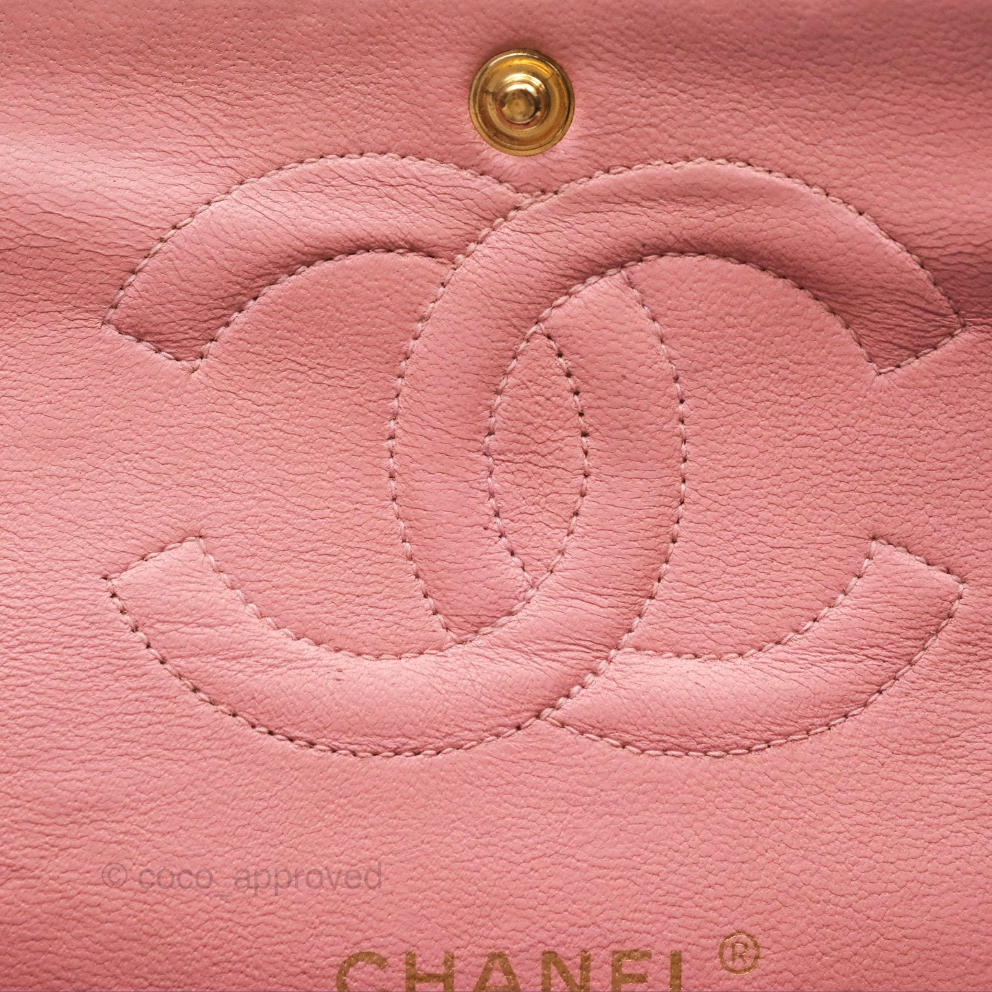 Chanel Vintage Classic M/L Medium Flap Quilted Sakura Pink Caviar 24K Gold Hardware