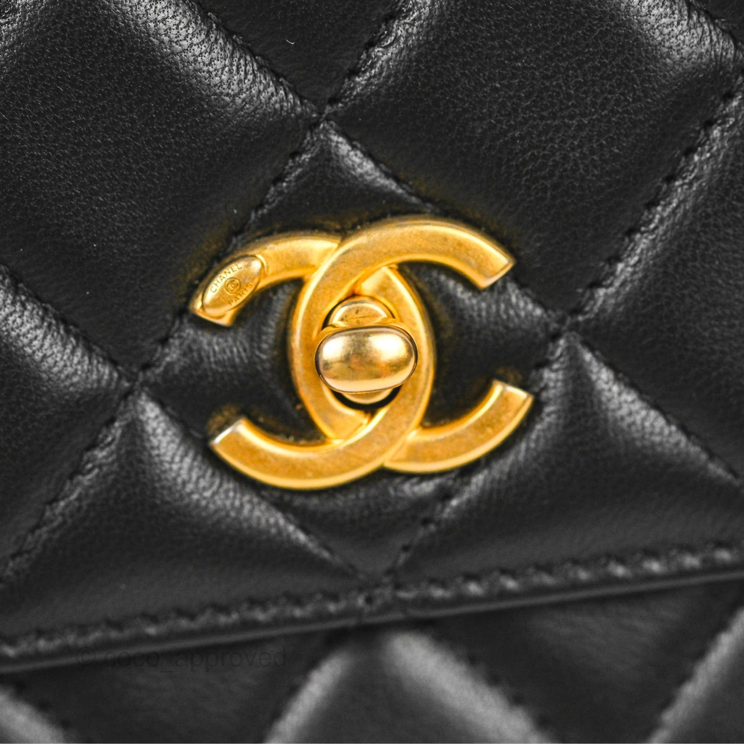 Chanel Quilted Pearl Crush Wallet on Chain WOC Black Lambskin Aged Gold Hardware