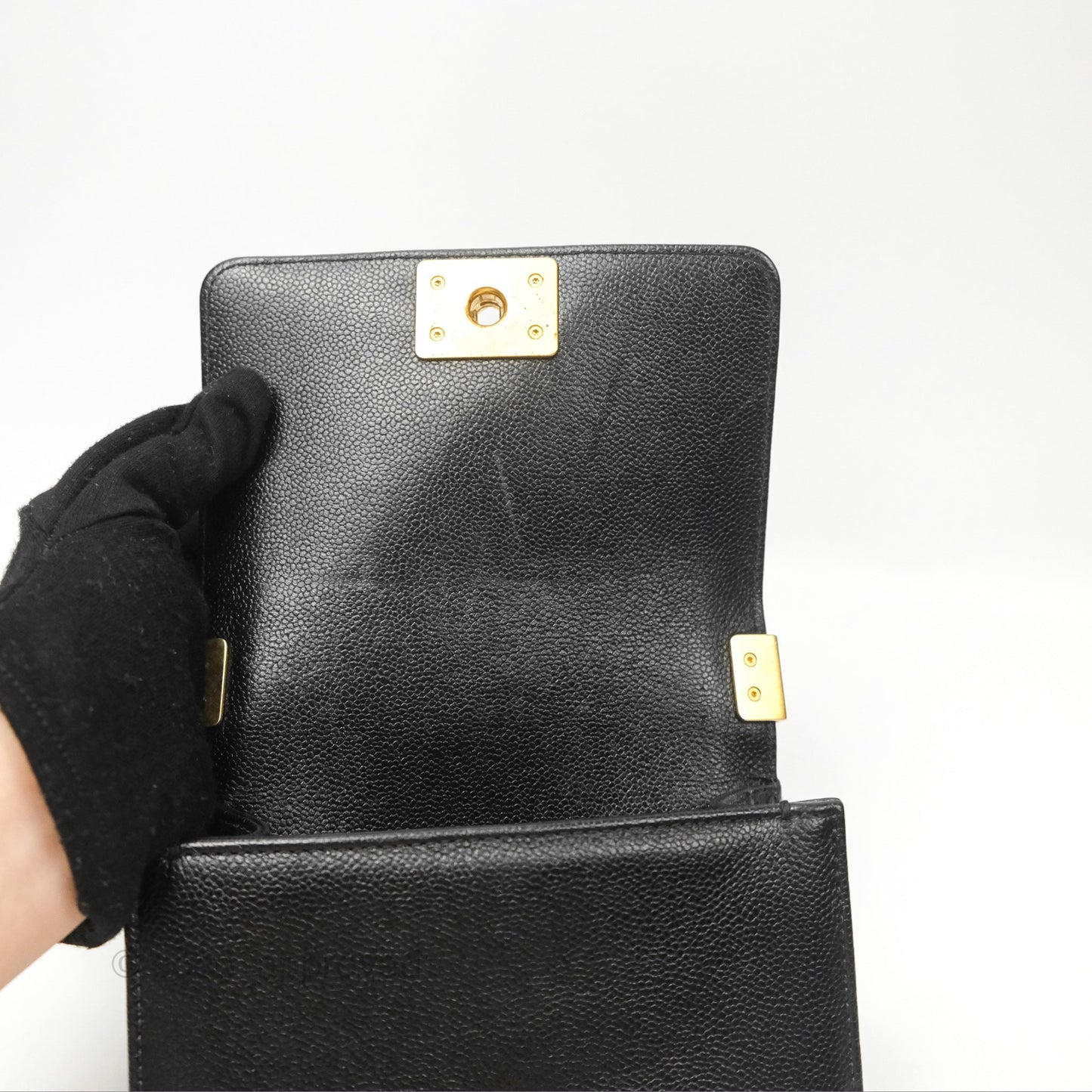 Chanel Mini Boy Black Caviar Aged Gold Hardware