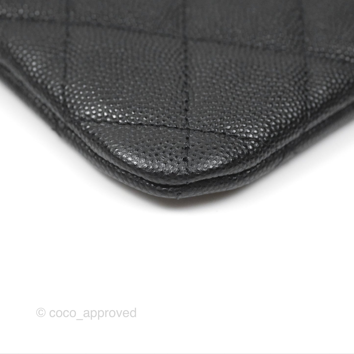 Chanel Medium Quilted O Case Black Caviar Silver Hardware