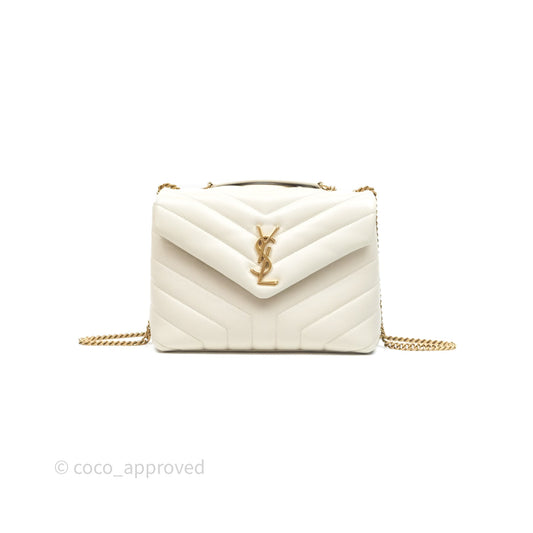 Saint Laurent Loulou Small Flap Bag Ivory Light Beige Gold Hardware