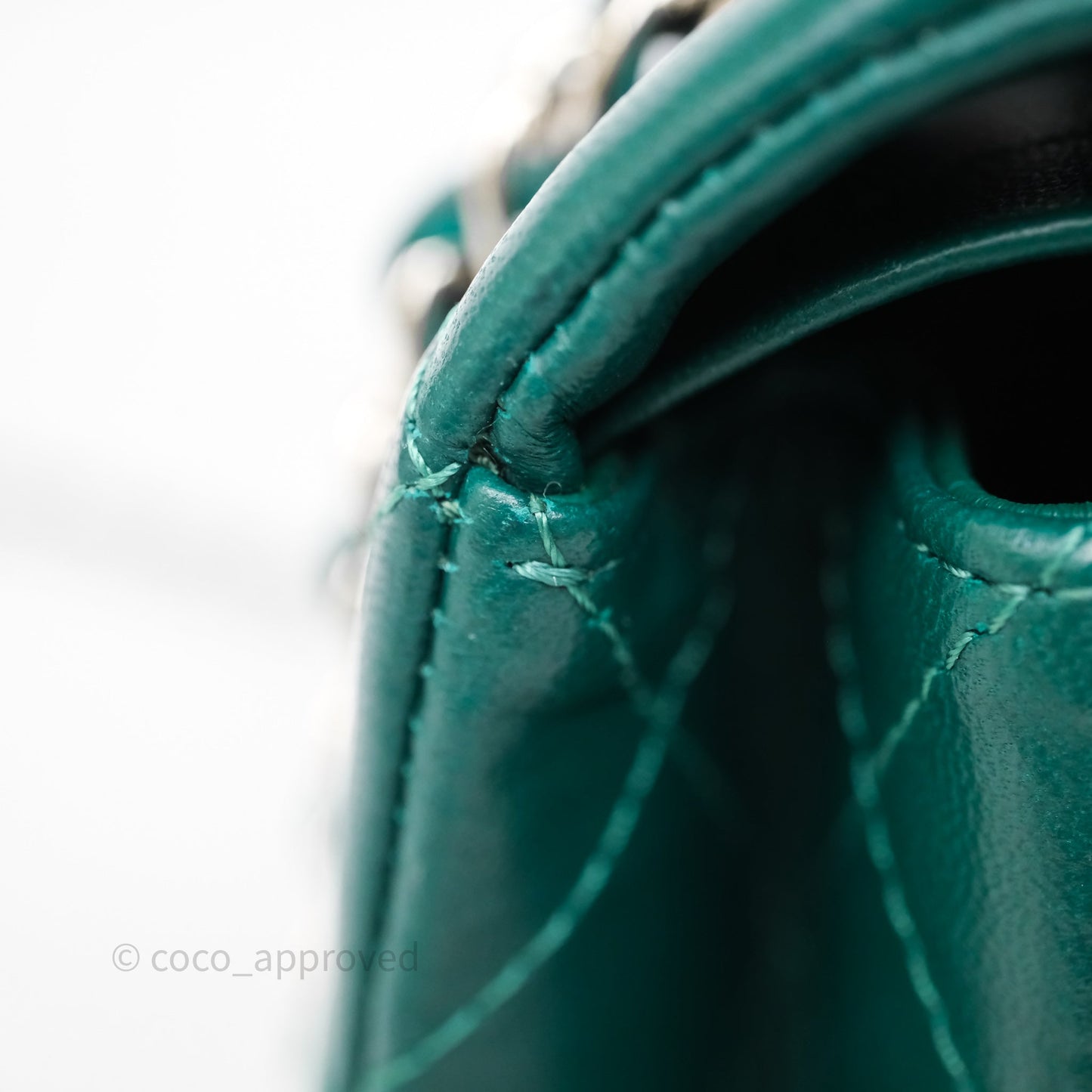 Chanel Medium Classic Flap Quilted Dark Green Lambskin Silver Hardware