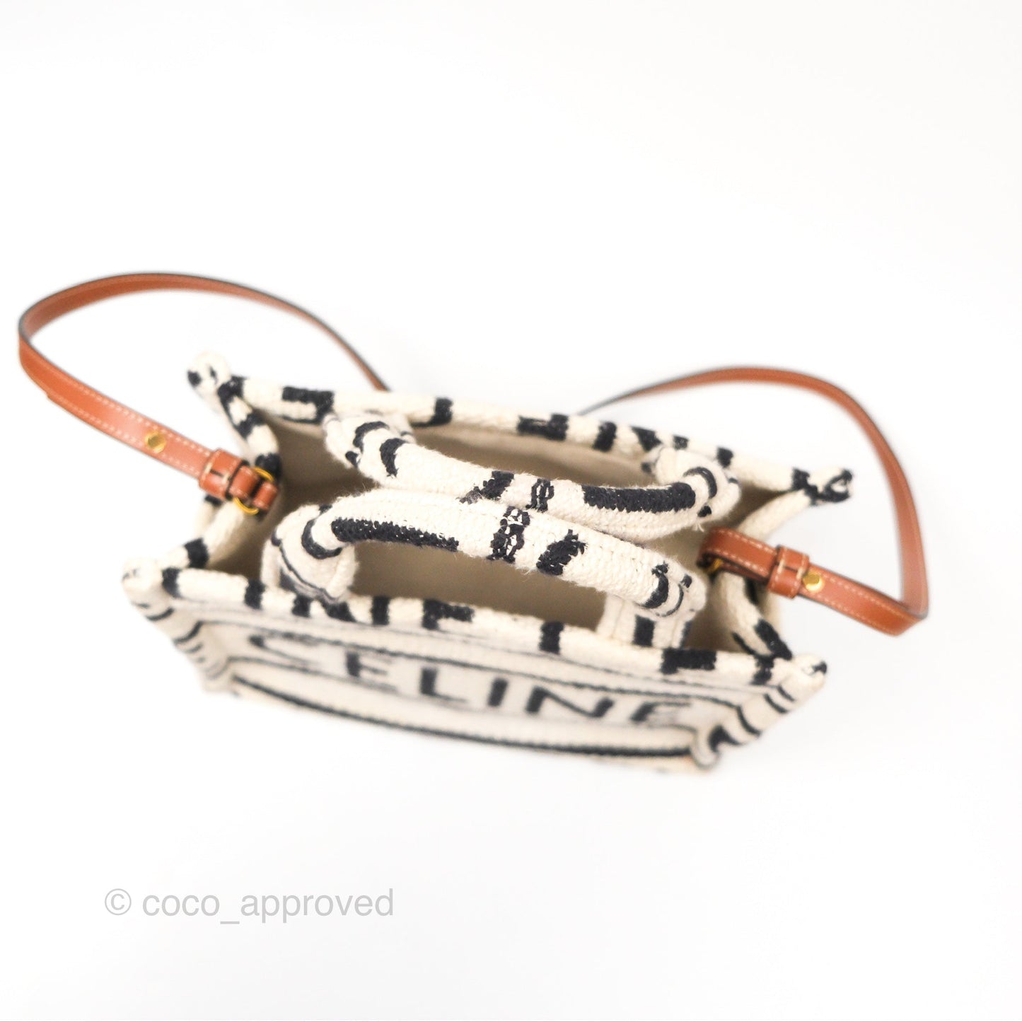 Celine Small Cabas Thais Textile with Celine All-Over White