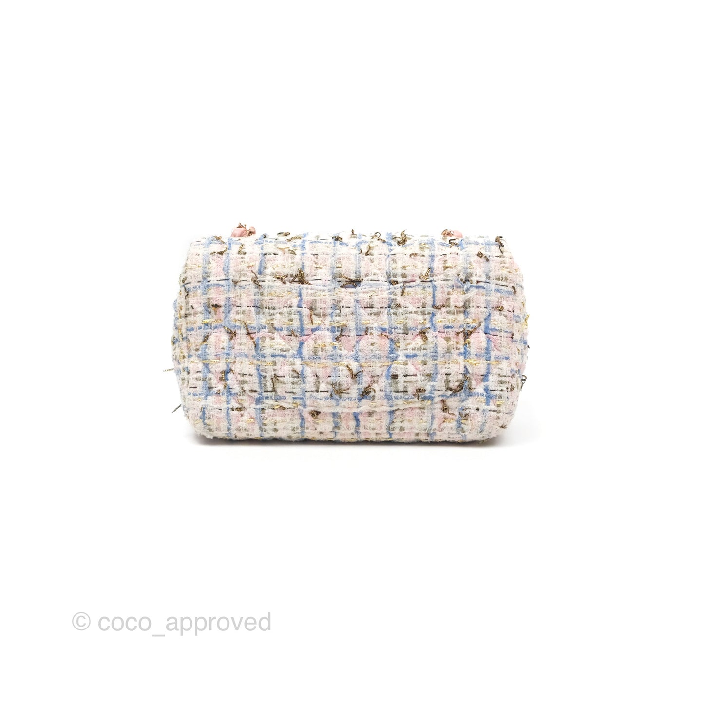 Chanel Mini Rectangular Flap Pink/ Blue/ Gold Tweed Gold Hardware
