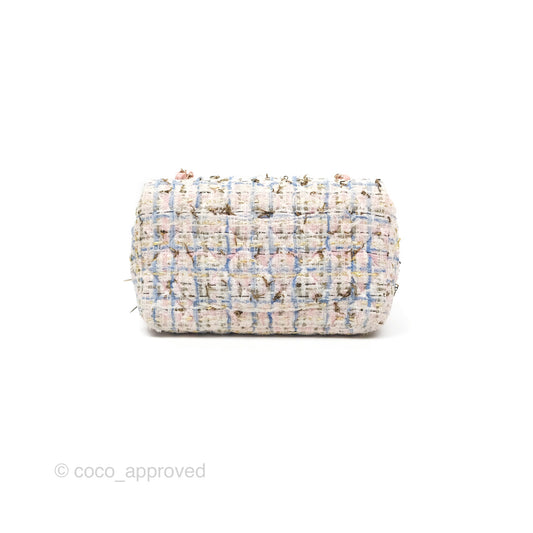 Chanel Mini Rectangular Flap Pink/ Blue/ Gold Tweed Gold Hardware