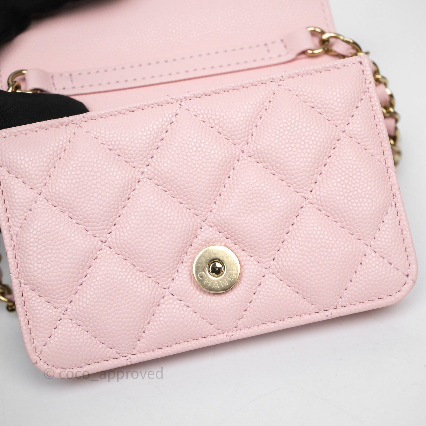 Chanel Mini Clutch With Chain Light Pink Caviar Gold Hardware