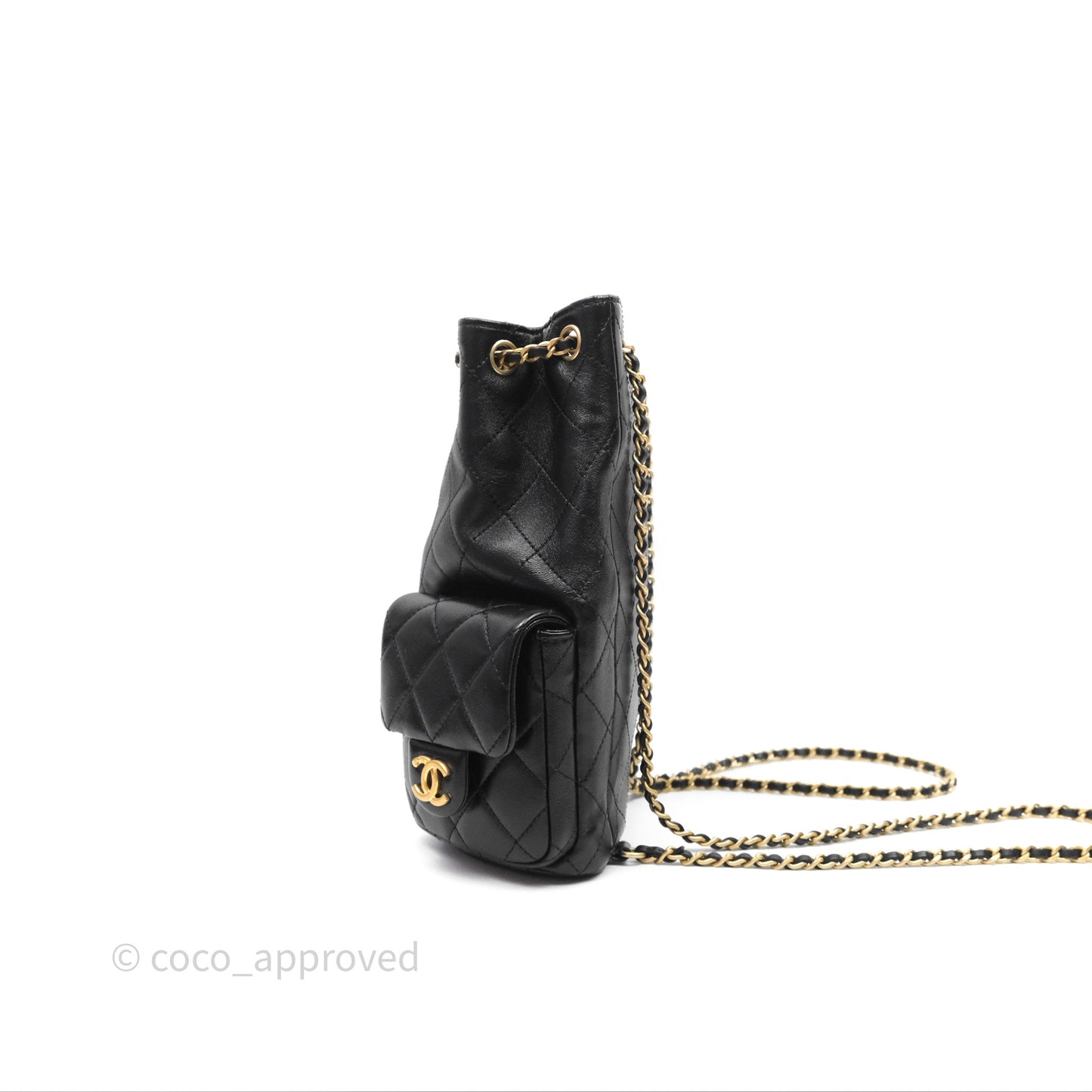 Chanel Double Pocket Black Lambskin Gold Hardware