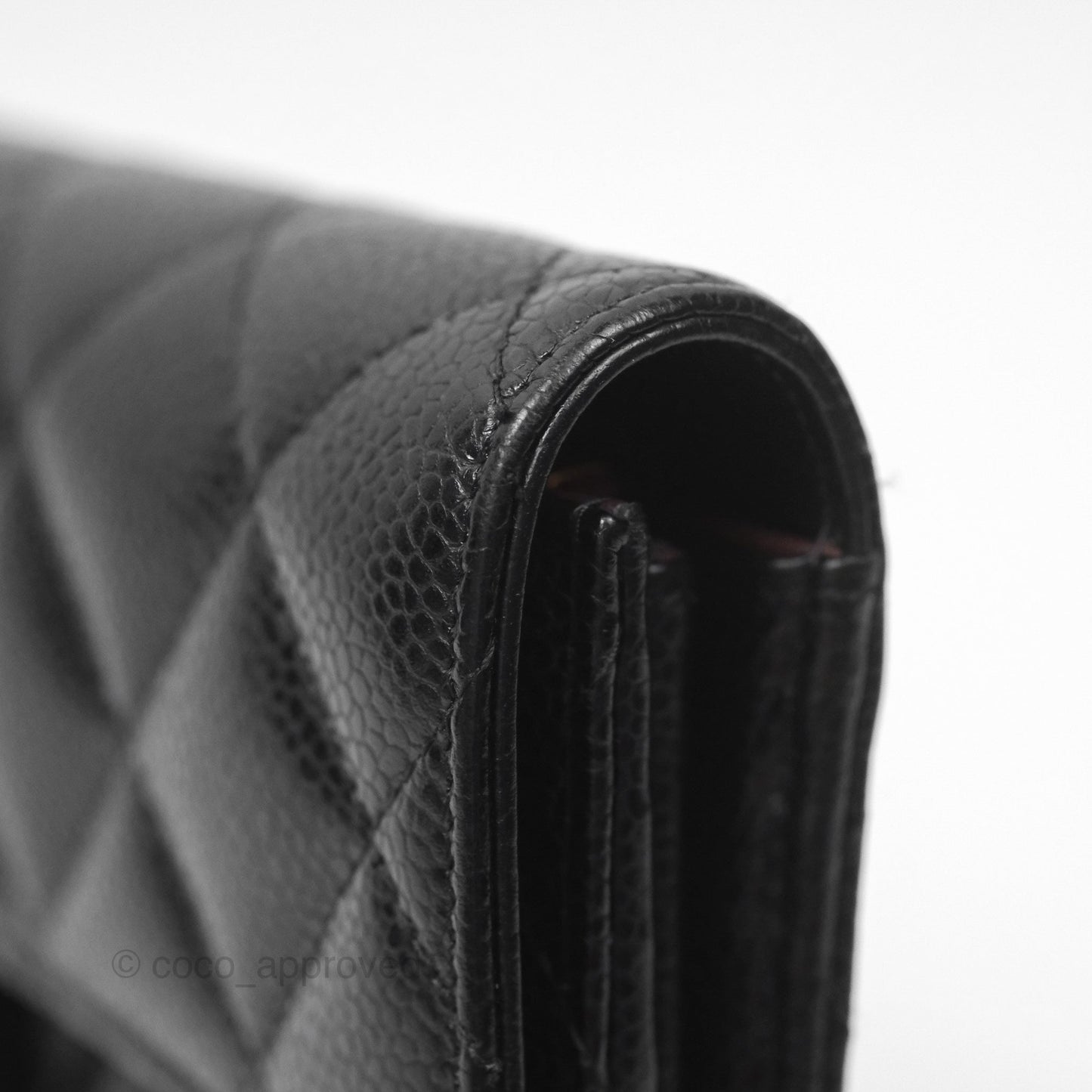 Chanel Quilted Classic Zip Long Wallet Black Caviar Gold Hardware