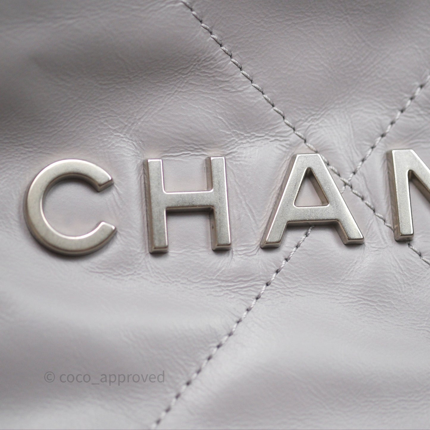 Chanel 22 Medium Grey Shiny Aged Calfskin Aged Silver Hardware