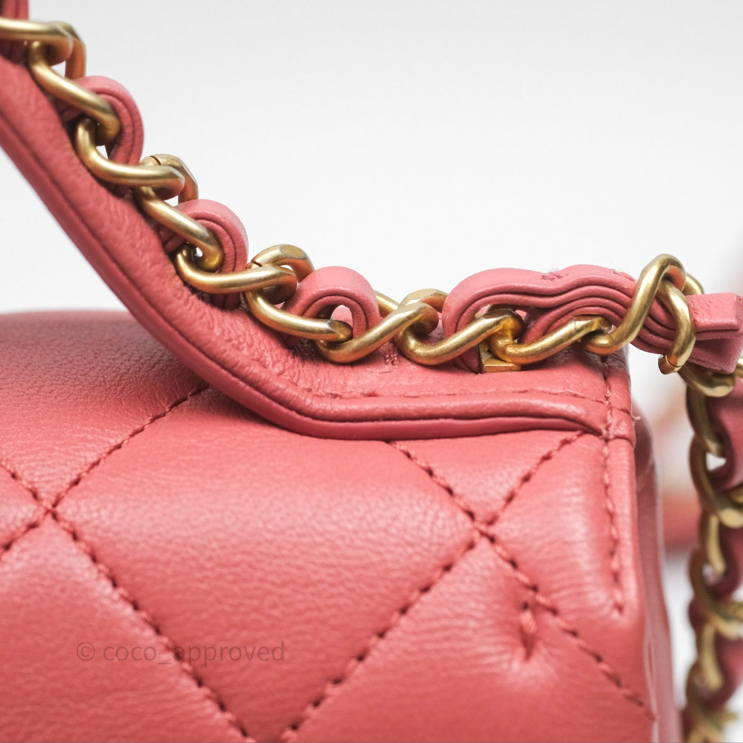 Chanel Quilted Small Chain Infinity Handle Bag Pink Lambskin Aged Gold Hardware