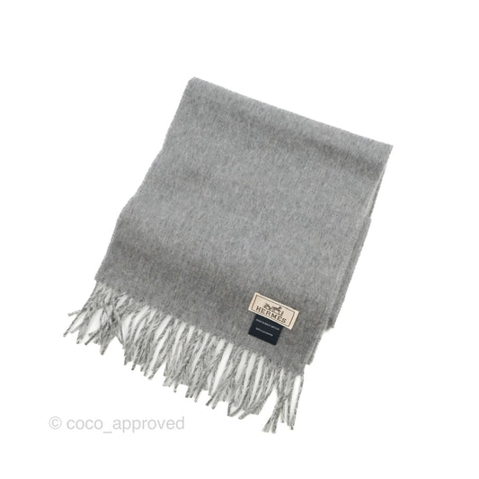 Hermes Cashmere Fringe Scarf Grey