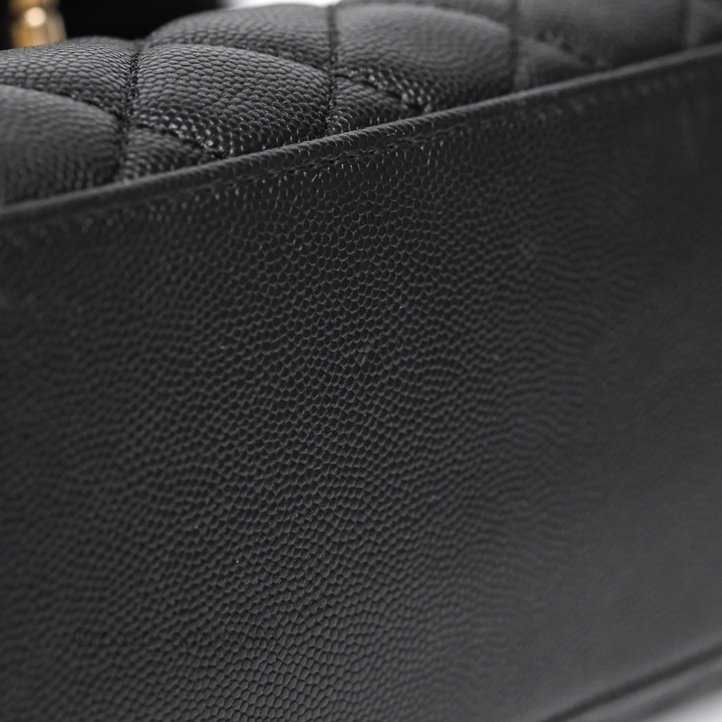 Chanel Medium Coco Handle Quilted Black Caviar Aged Gold Hardware