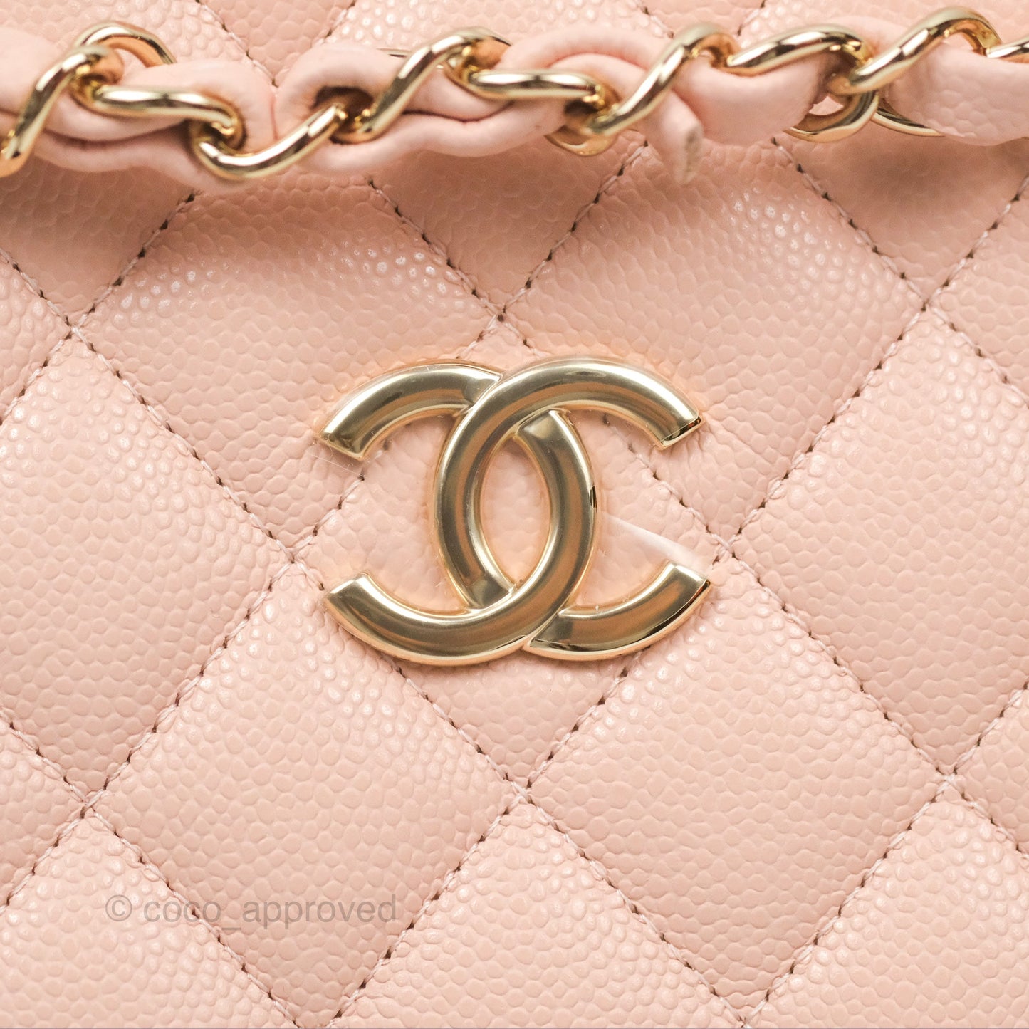 Chanel Mini Bucket Tote Pink Caviar Gold Hardware 22S