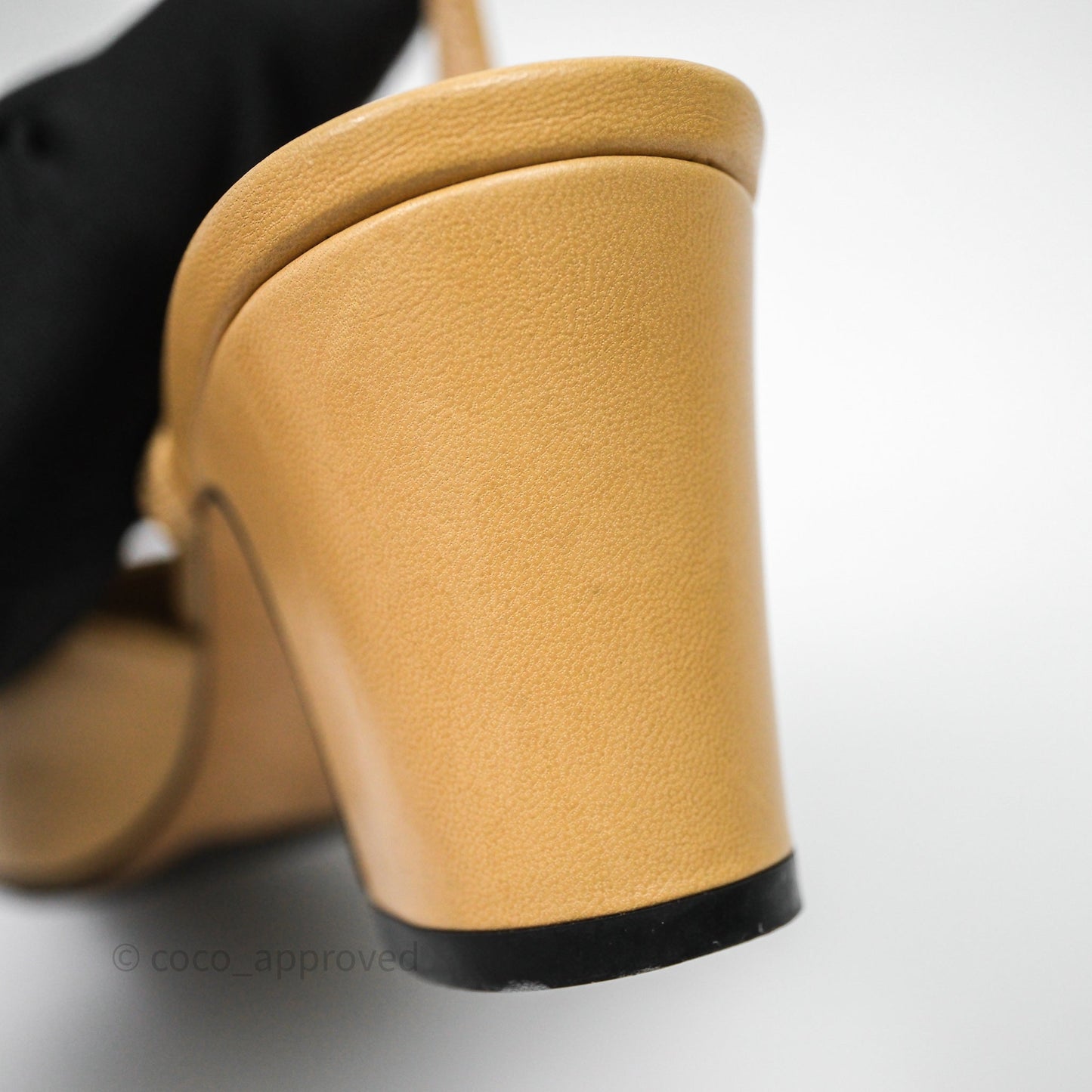 Chanel Classic Slingback Beige Black Leather Size 36
