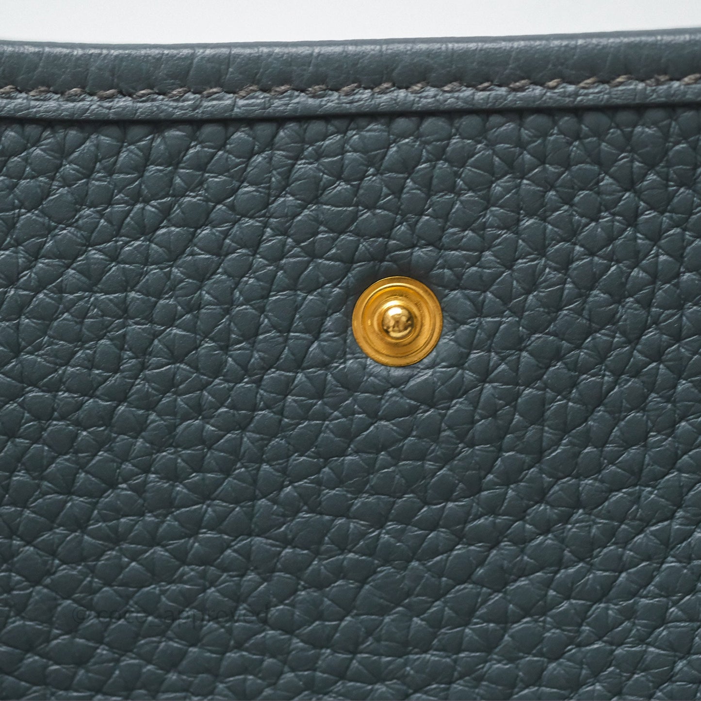 Hermès Mini Evelyne 16 Bleu Orage Y7 / Bleu Brume T0 Clemence Gold Hardware