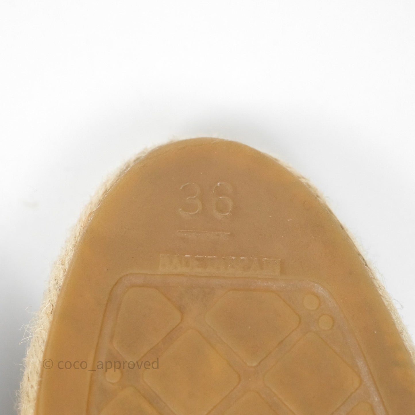 Chanel CC Espadrilles Beige Black Lambskin Size 36