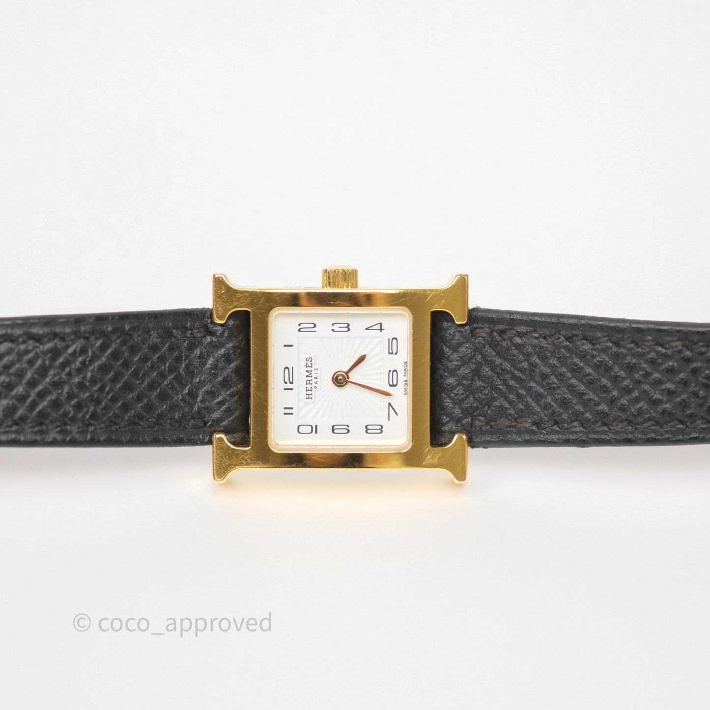 Hermès Heure H TPM Watch Black & Gold Epsom Gold Hardware