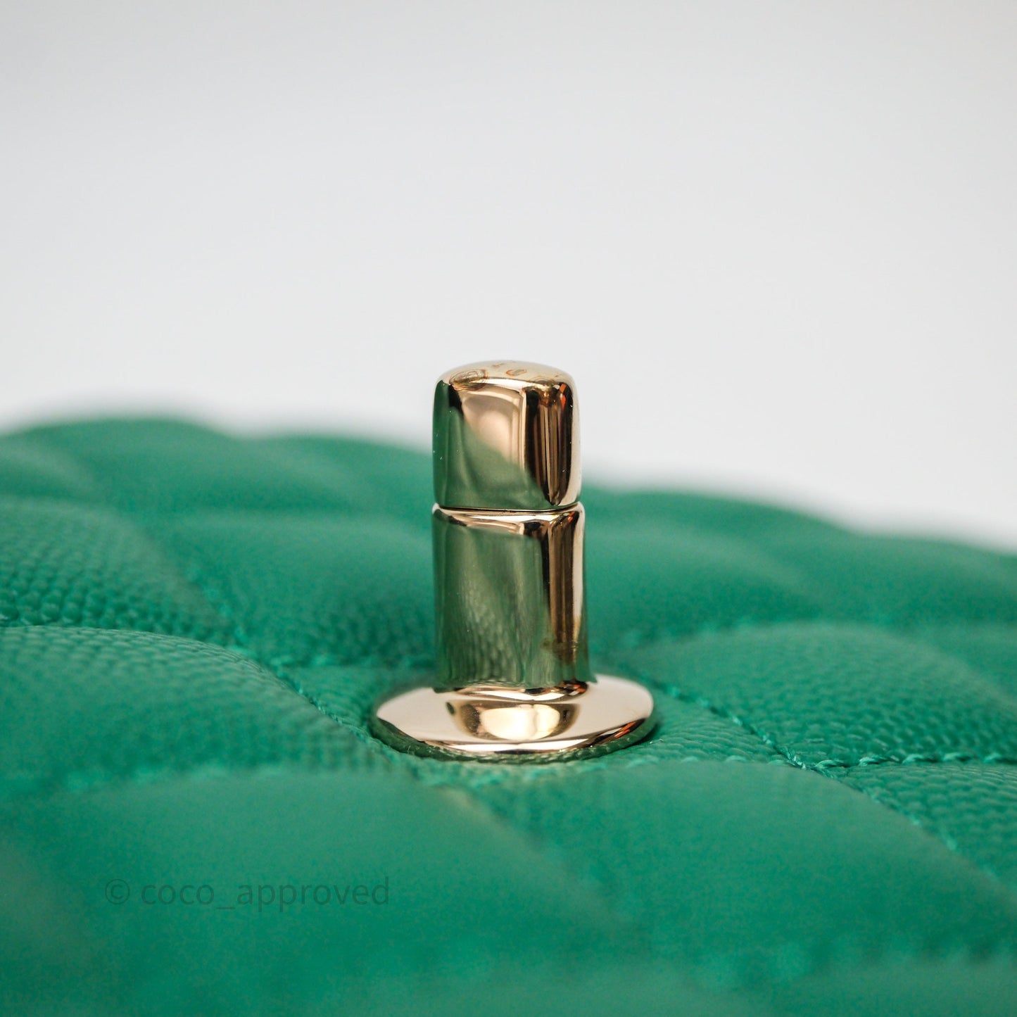 Chanel Mini Coco Handle Quilted Green Caviar Gold Hardware