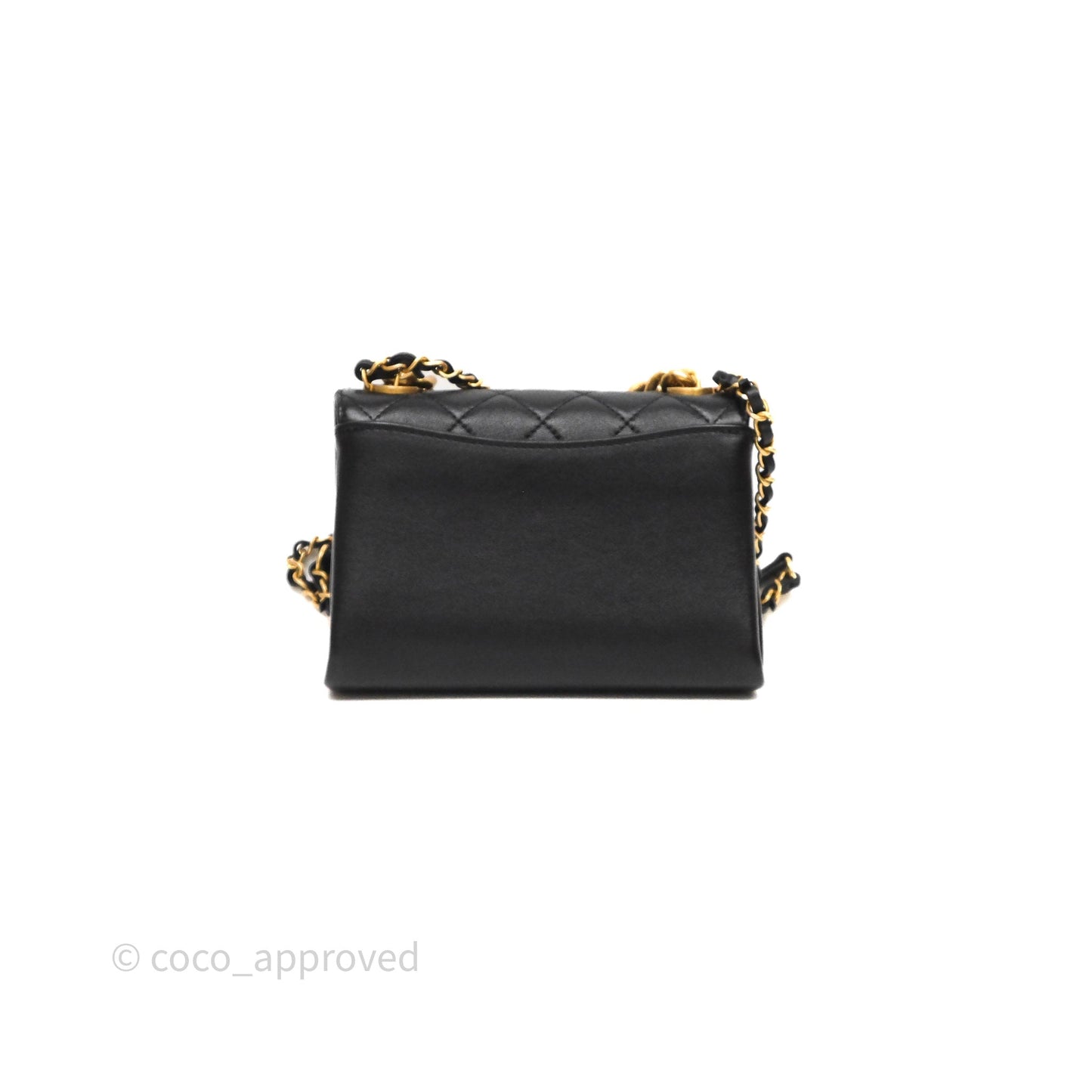 Chanel Pearl Chain Bag Black Calfskin Aged Gold Hardware