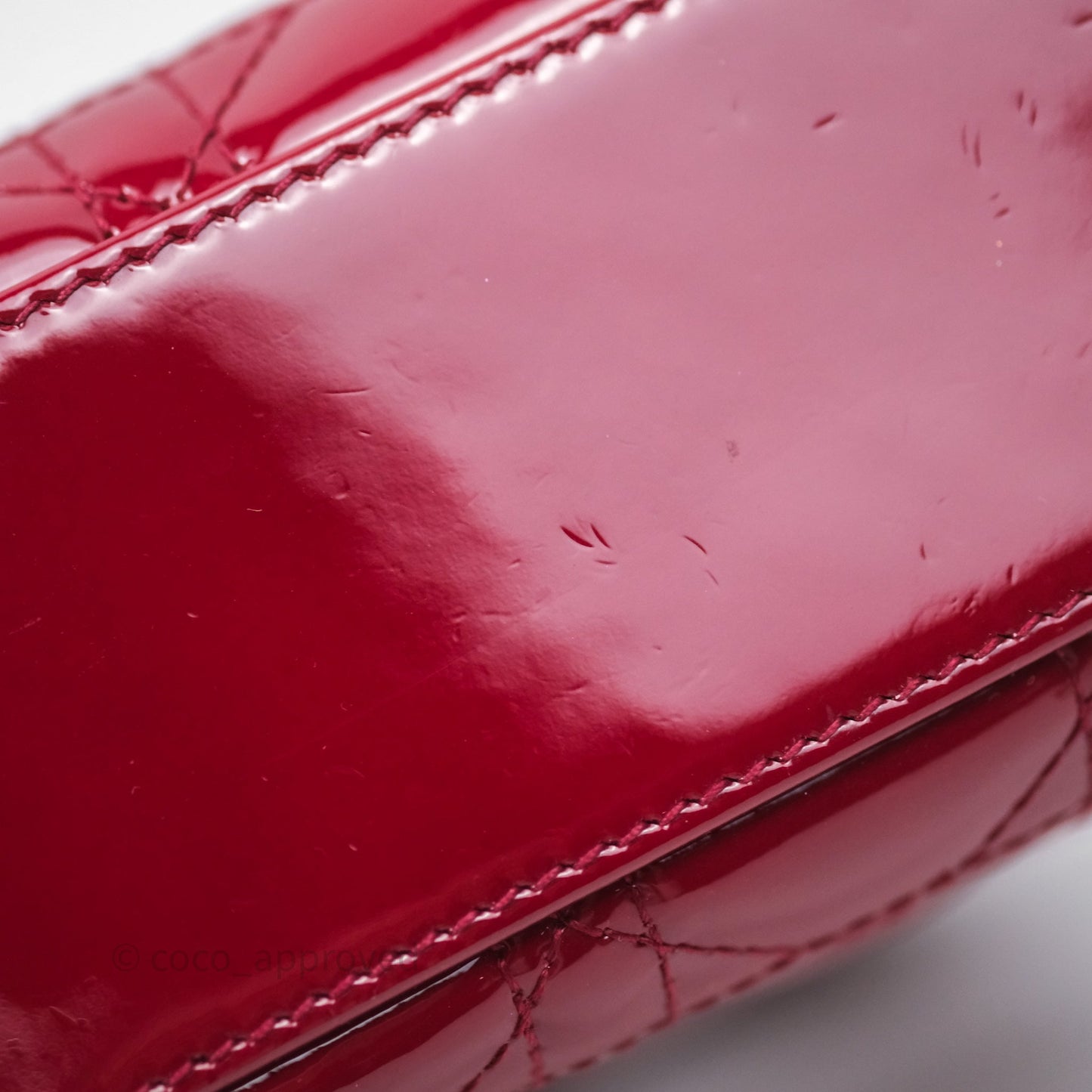 Christian Dior Mini Lady Dior Red Patent Cannage Gold Hardware