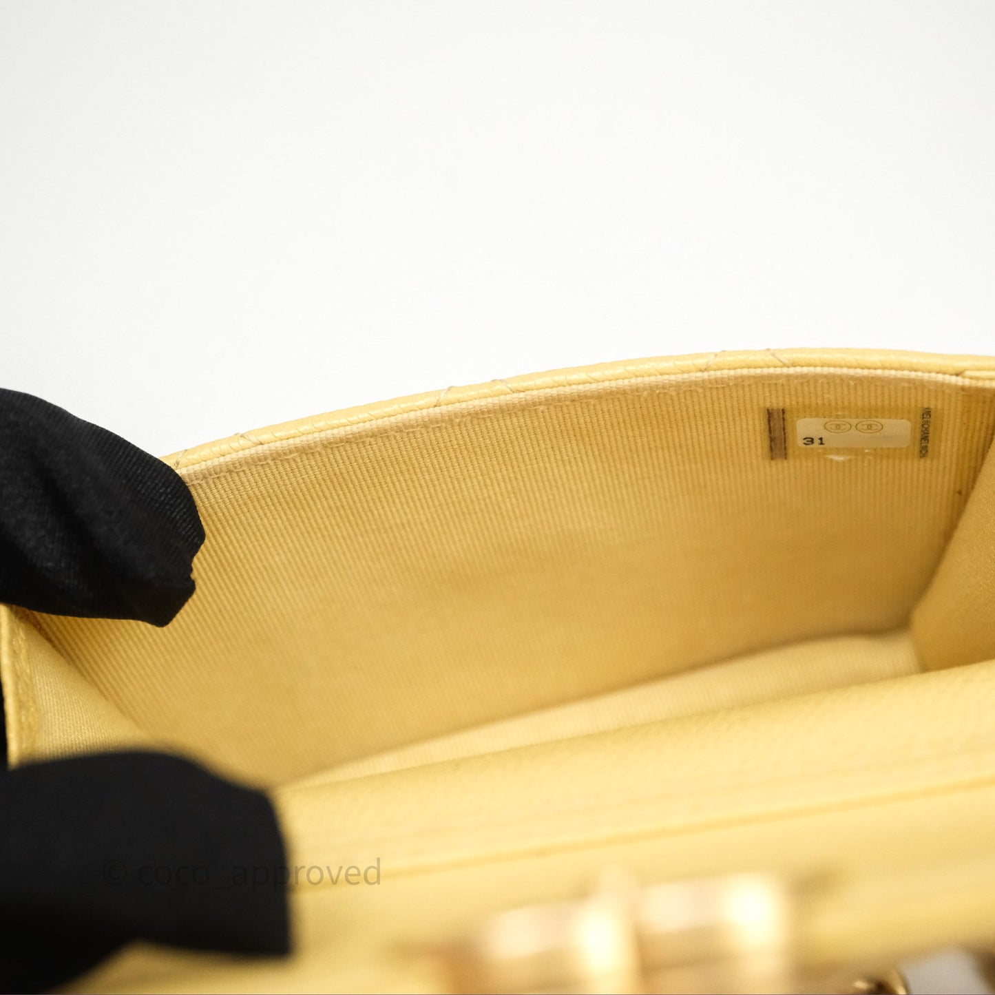 Chanel Mini Clutch With Chain Yellow Caviar Aged Gold Hardware
