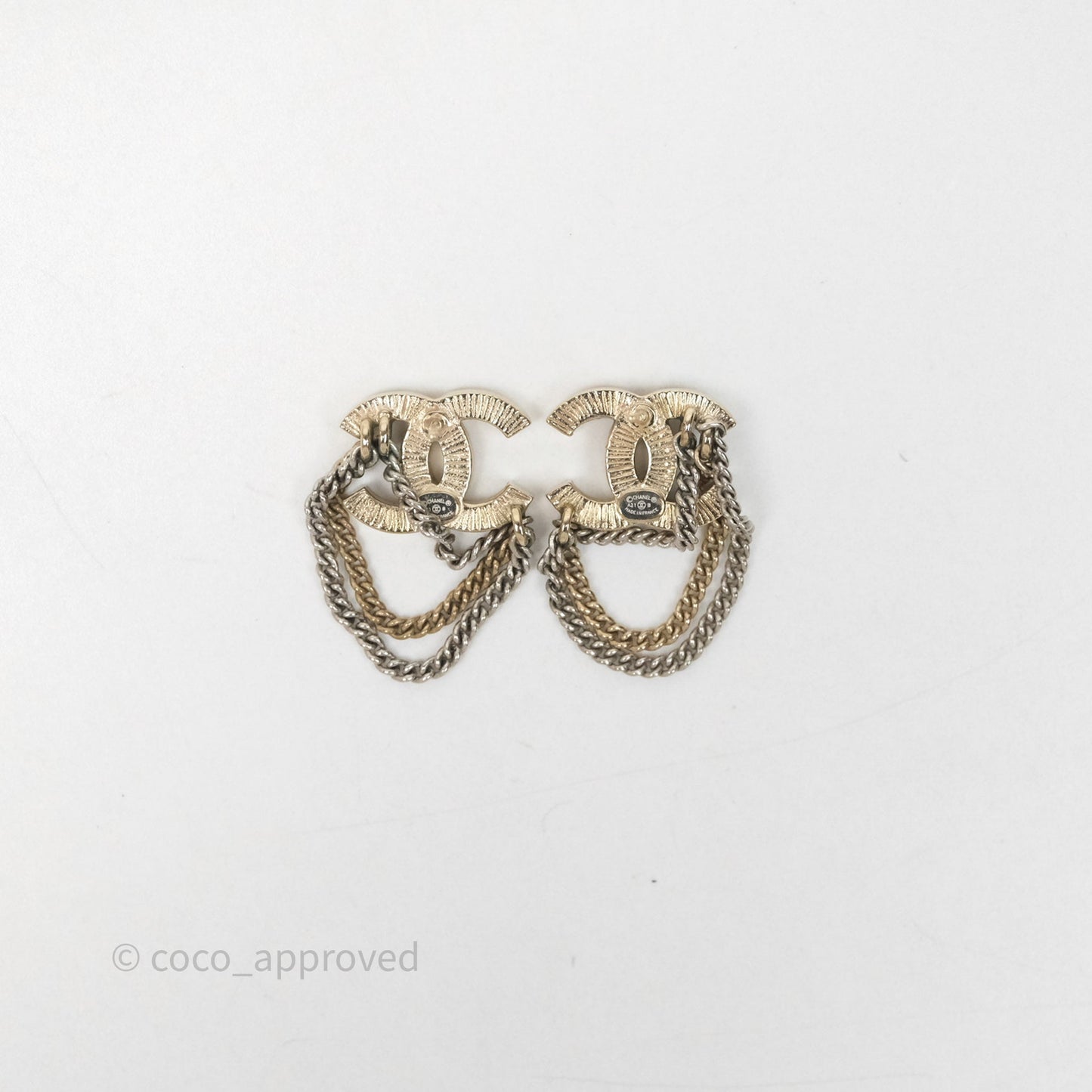 Chanel Crystal CC Chain Pendant Earrings 21B