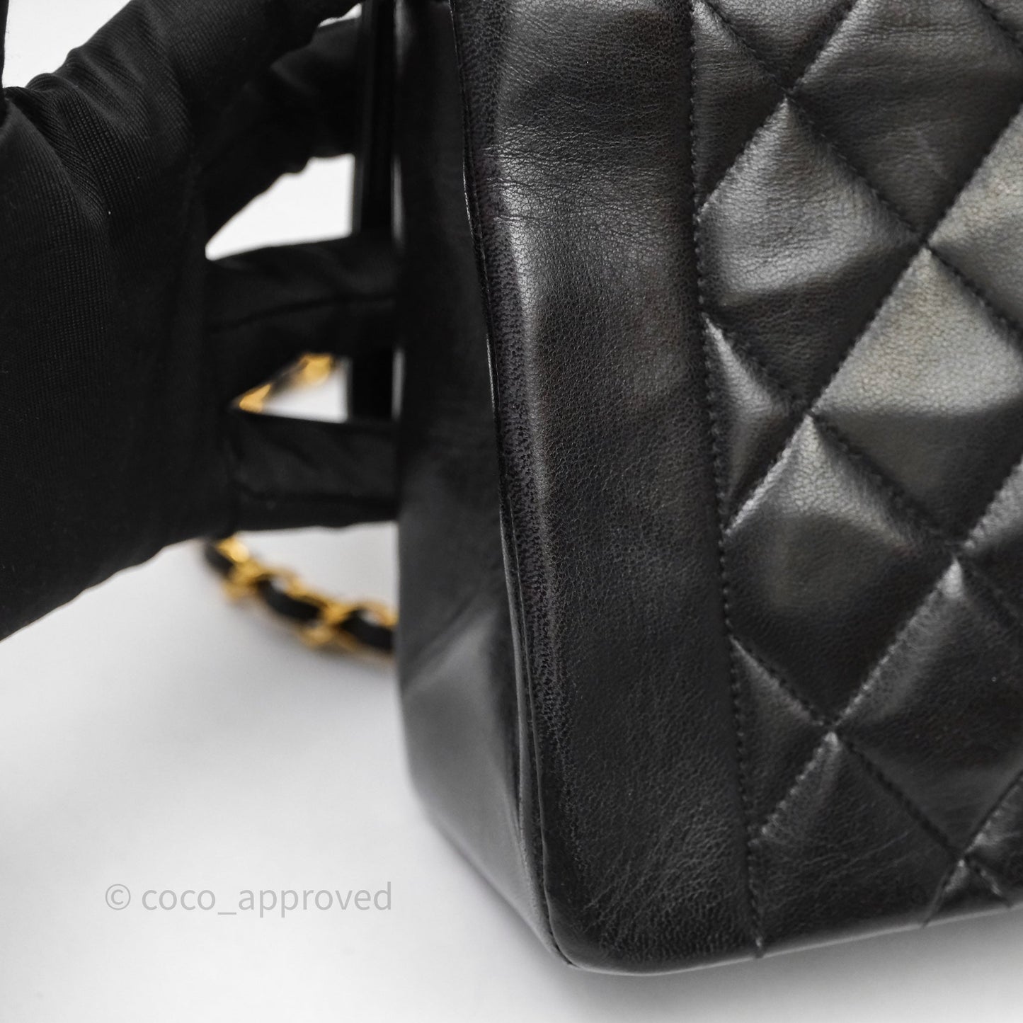 Chanel Vintage Medium Classic Diana Flap Bag Black Lambskin 24K Gold Hardware