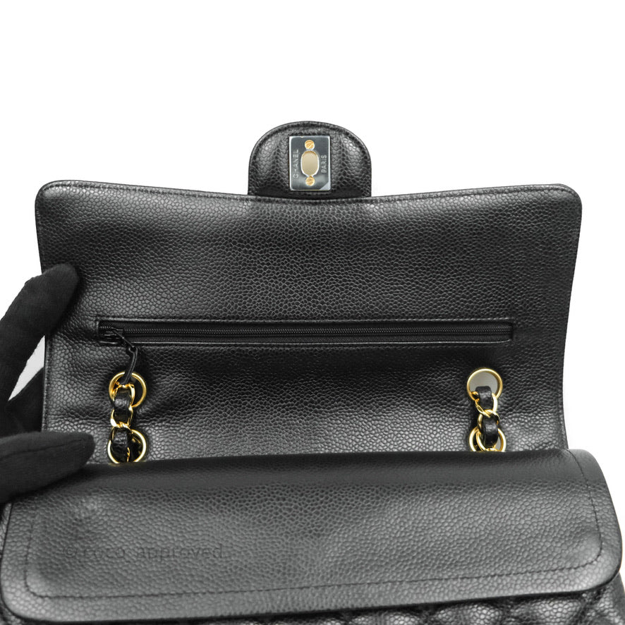 Chanel Classic Double Flap M/L Black Caviar Gold Hardware