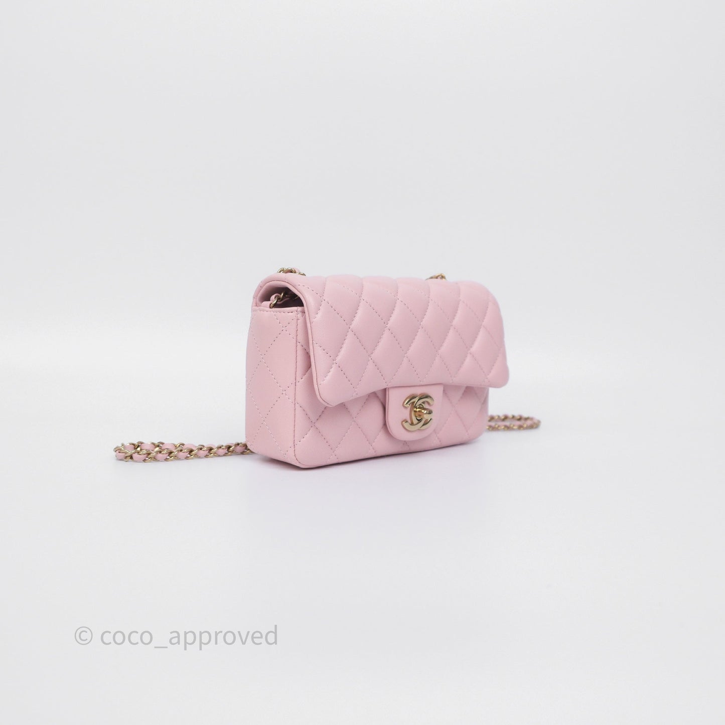 Chanel Quilted Extra Mini Rectangular Flap Pink Lambskin Gold Hardware