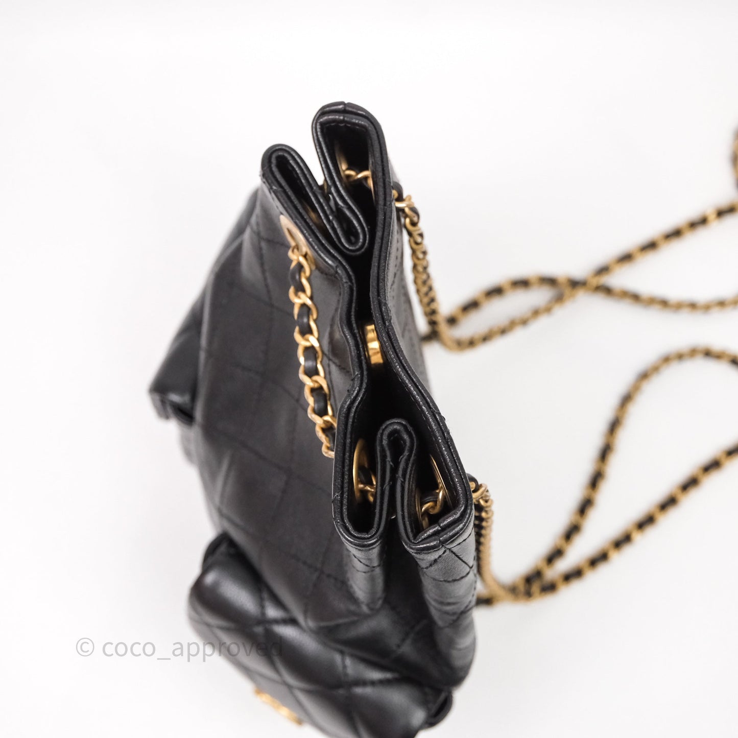 Chanel Double Pocket Black Lambskin Gold Hardware 25C