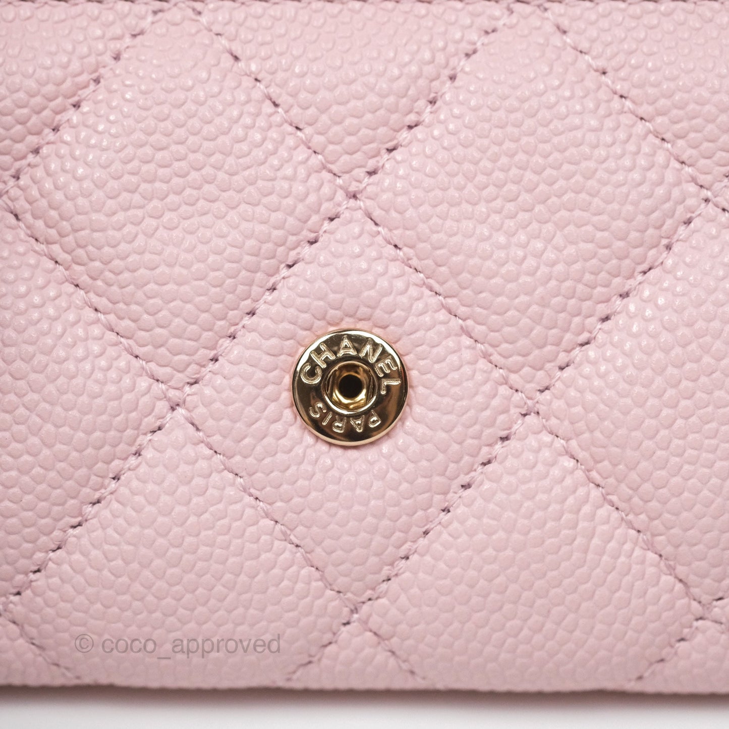 Chanel Quilted Flap Card Holder Caviar Pink Gold Hardware