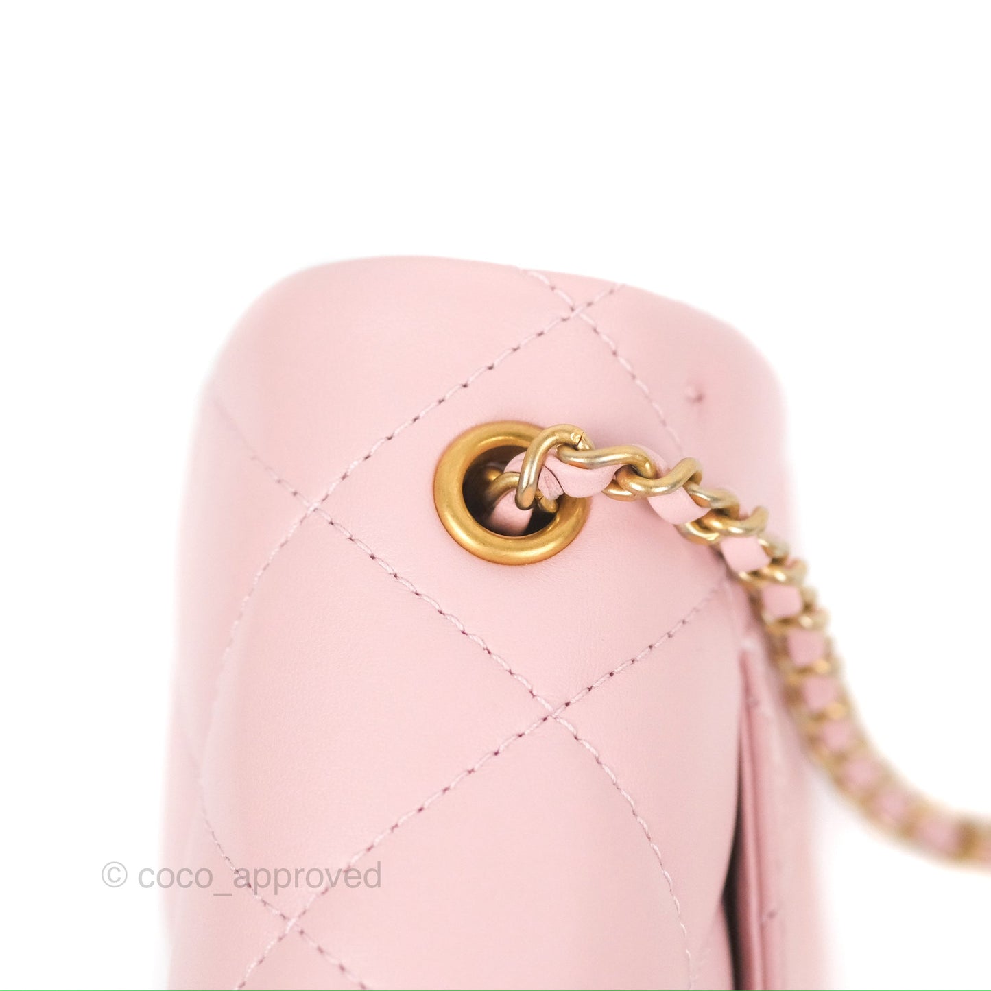 Chanel Mini Flap Bag With Heart CC Charm Pink Lambskin Aged Gold Hardware