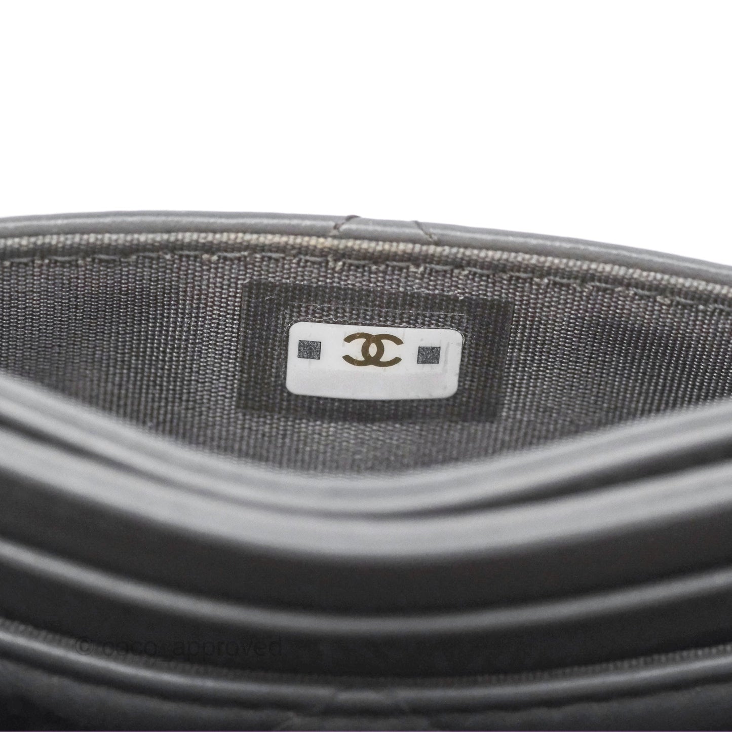 Chanel 19 Quilted Flat Card Holder Dark Grey Lambskin