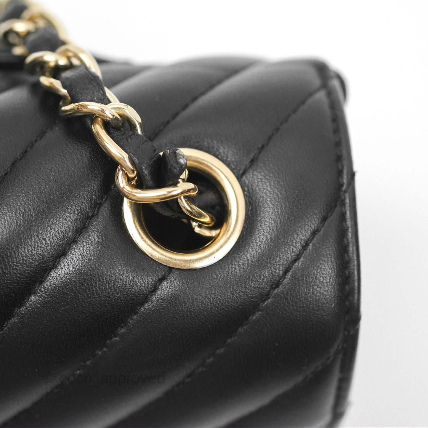 Chanel Mini Rectangular Flap Chevron Black Lambskin Gold Hardware