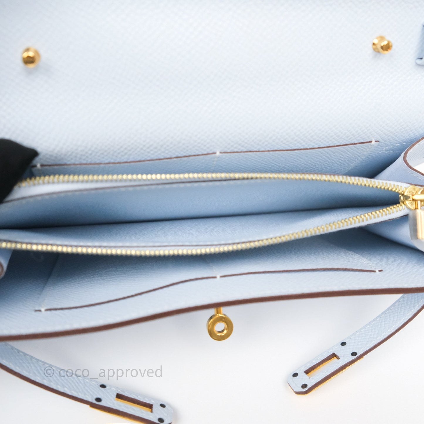 Hermès Kelly To Go Wallet Bleu Brume T0 Epsom Gold Hardware