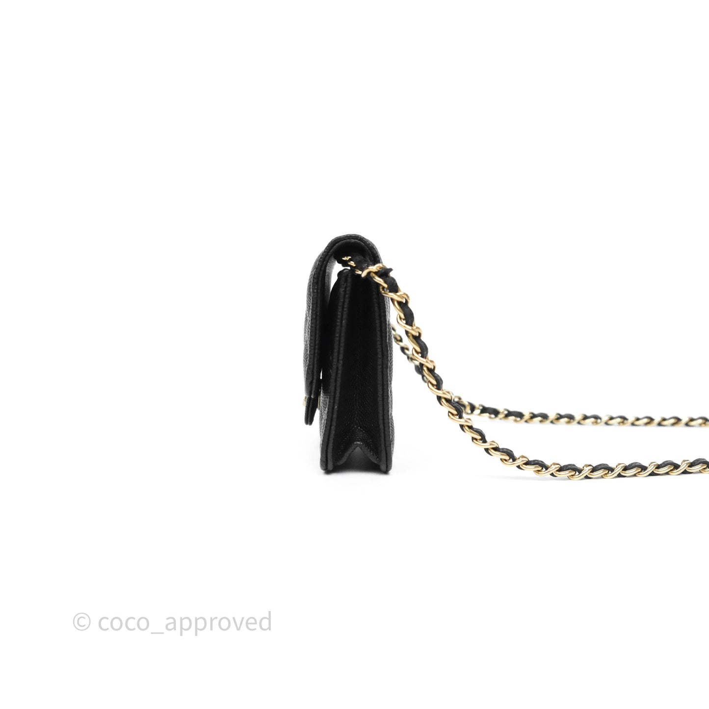 Chanel Mini Wallet With Chain Black Caviar Gold Hardware