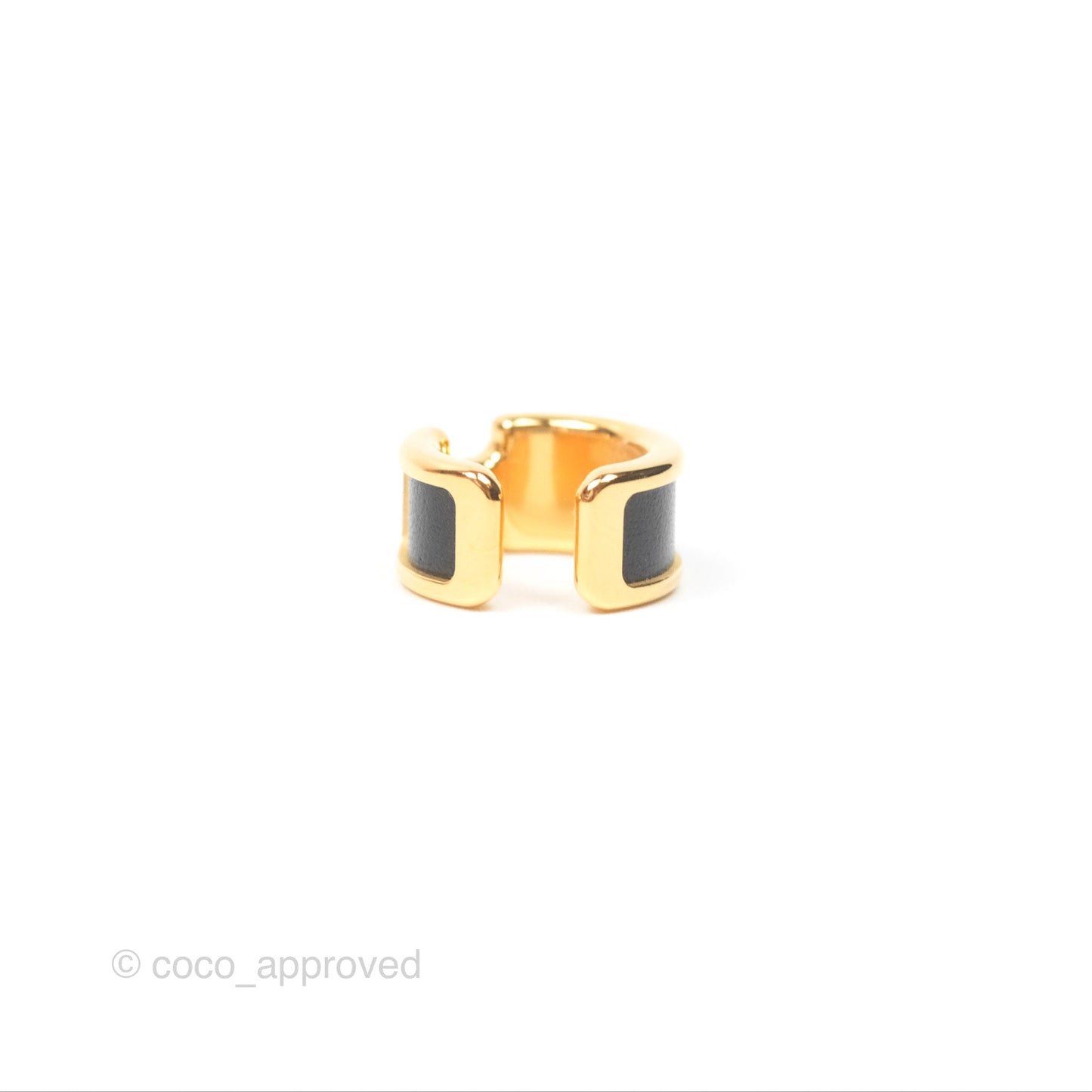 Hermes Olympe Ear Cuff Small Model Black Calfskin Gold