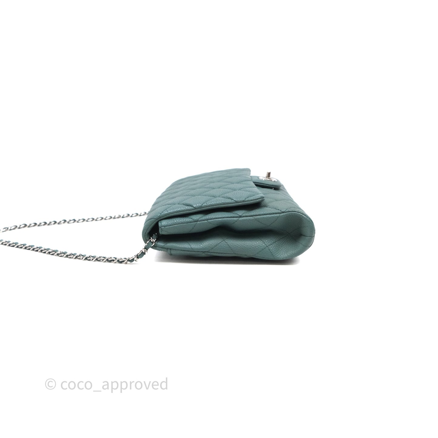 Chanel Quilted Clutch with Chain Green Caviar Gold Hardware