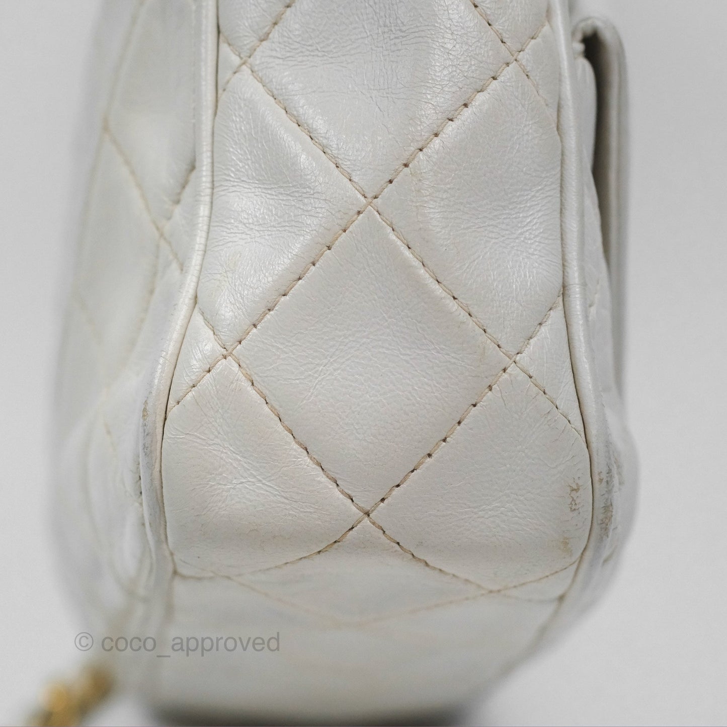 Chanel Vintage Small Camera Bag White Lambskin Gold Hardware