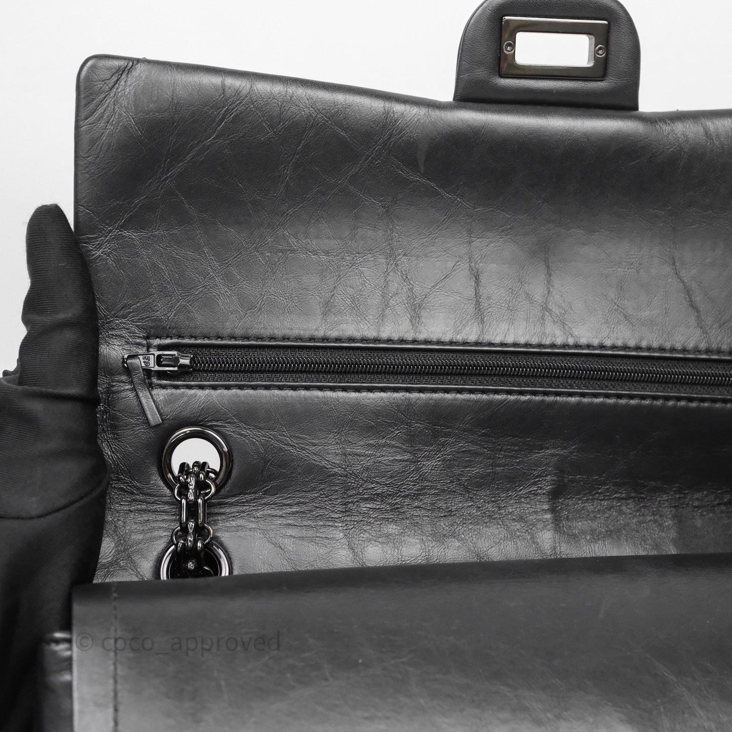 Chanel Reissue Medium 226 Chevron Aged Calfskin So Black