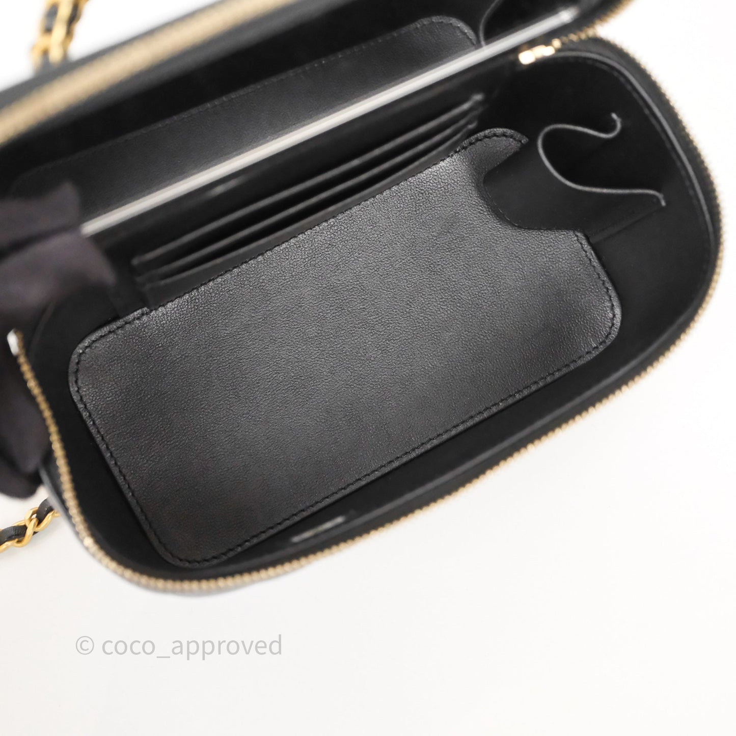 Chanel Top Handle Vanity Rectangular Black Lambskin Aged Gold Hardware