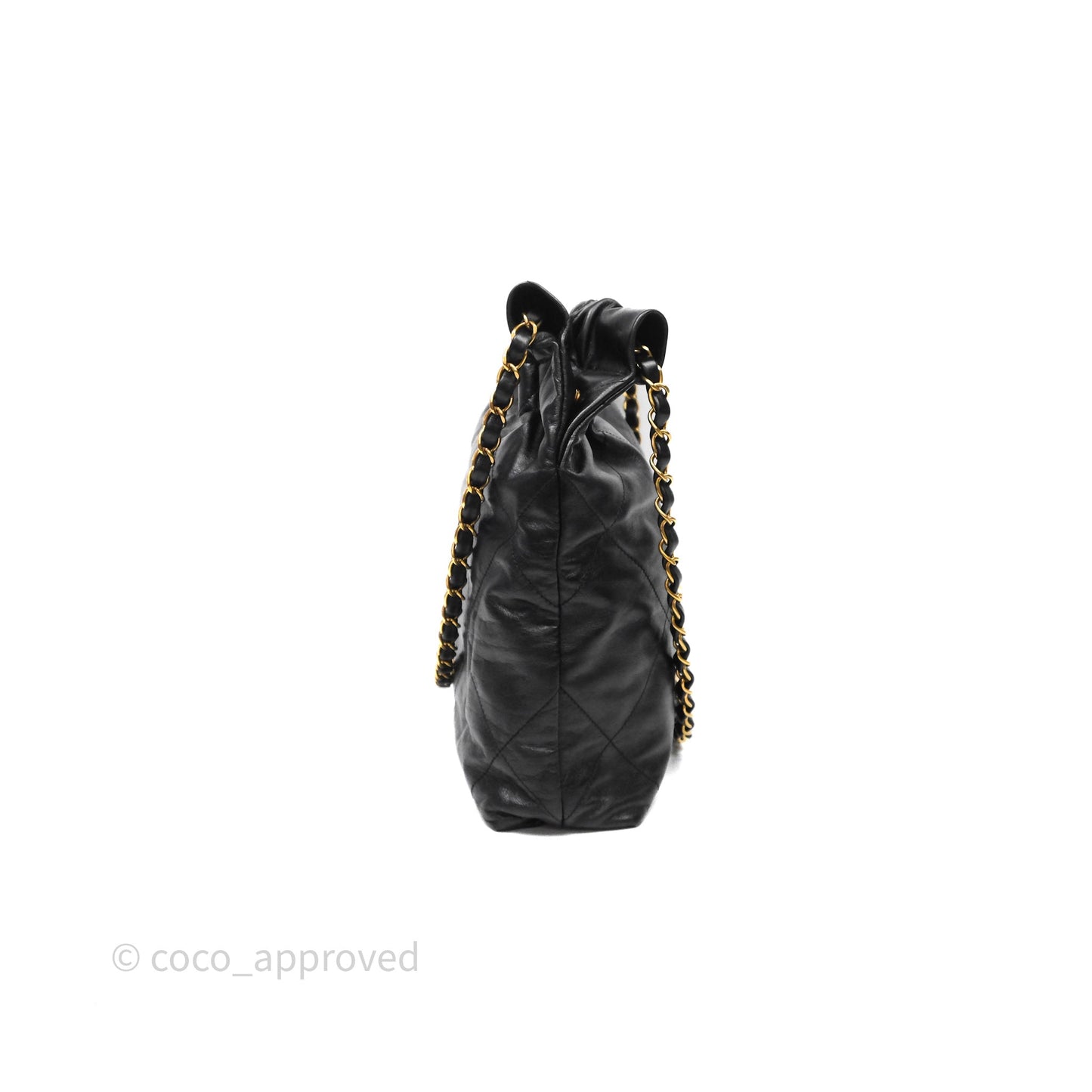 Chanel 22 Small Black Calfskin Aged Gold Hardware