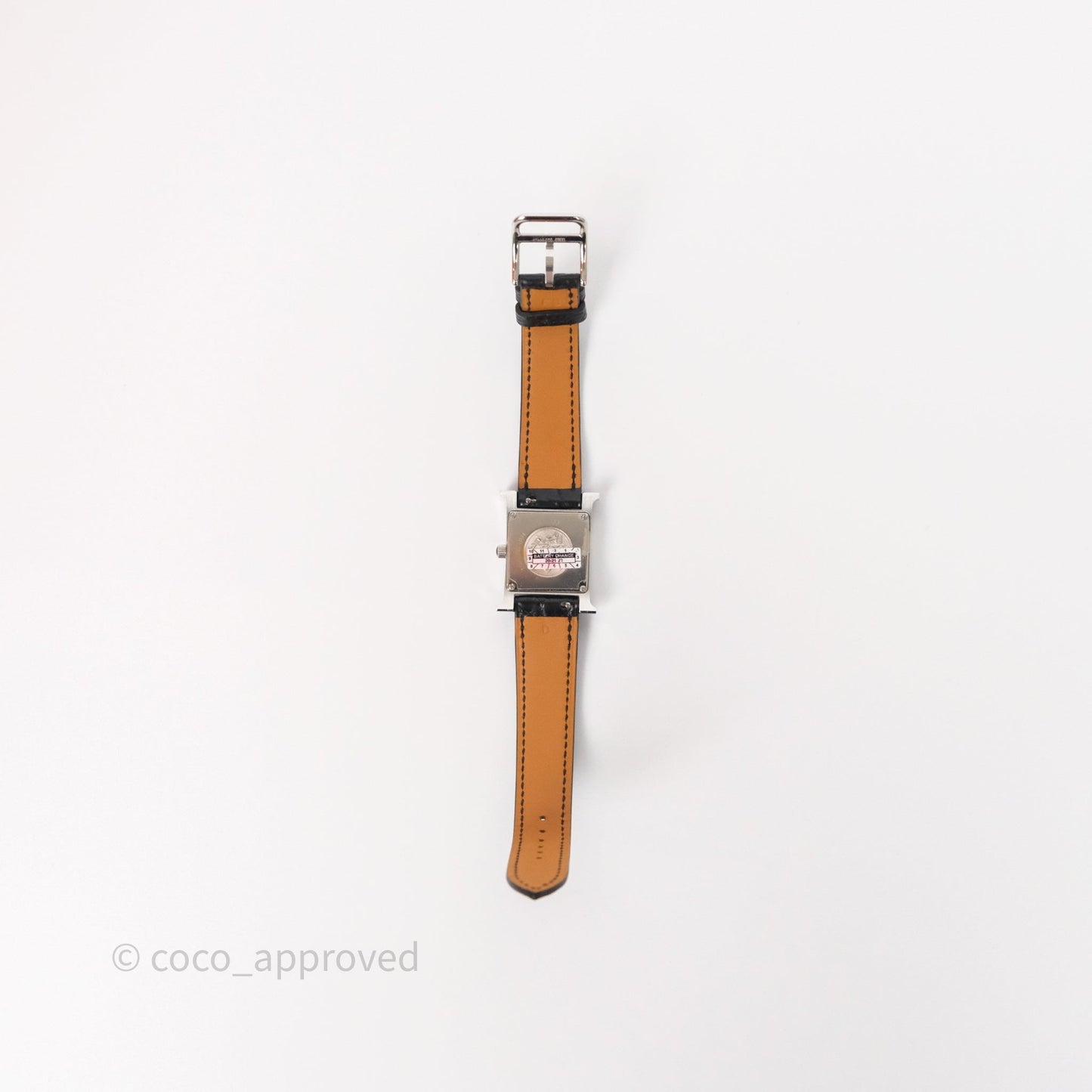 Hermes Heure H Double Jeu Watch Small Model 25mm Black Croc Strap