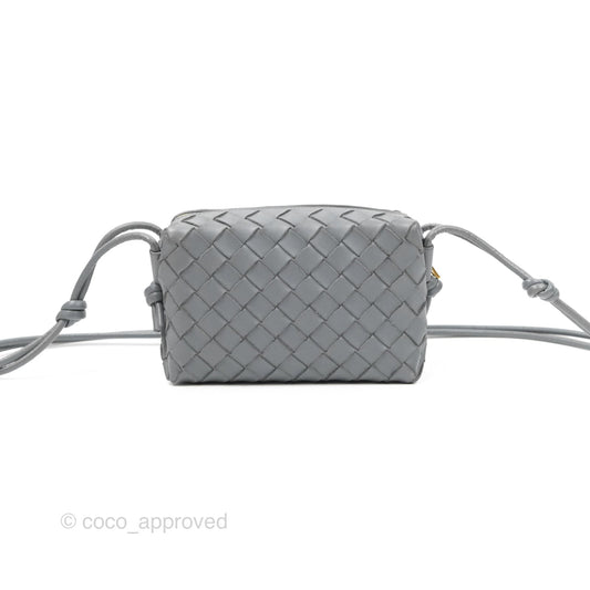 Bottega Veneta Mini Loop Camera Bag Intrecciato Lambskin Thunder