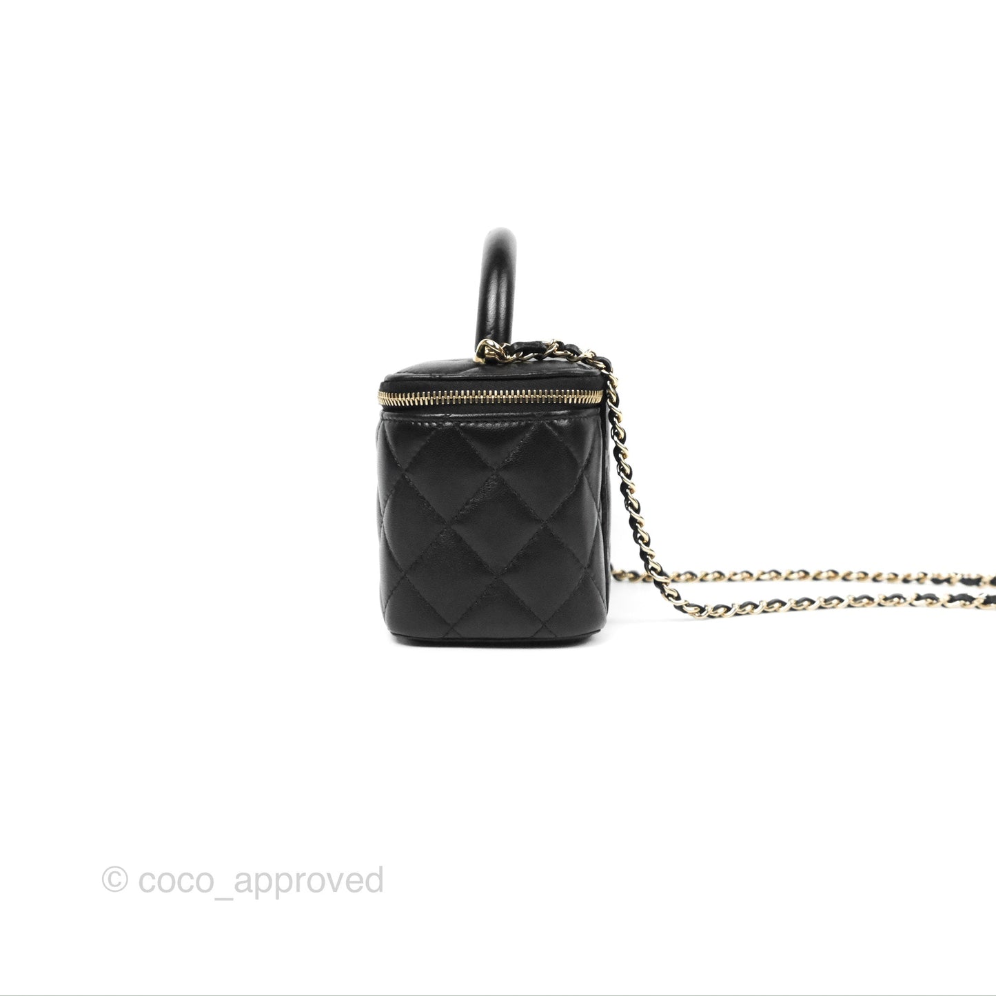 Chanel Vanity Rectangular Top Handle Black Lambskin Gold Hardware