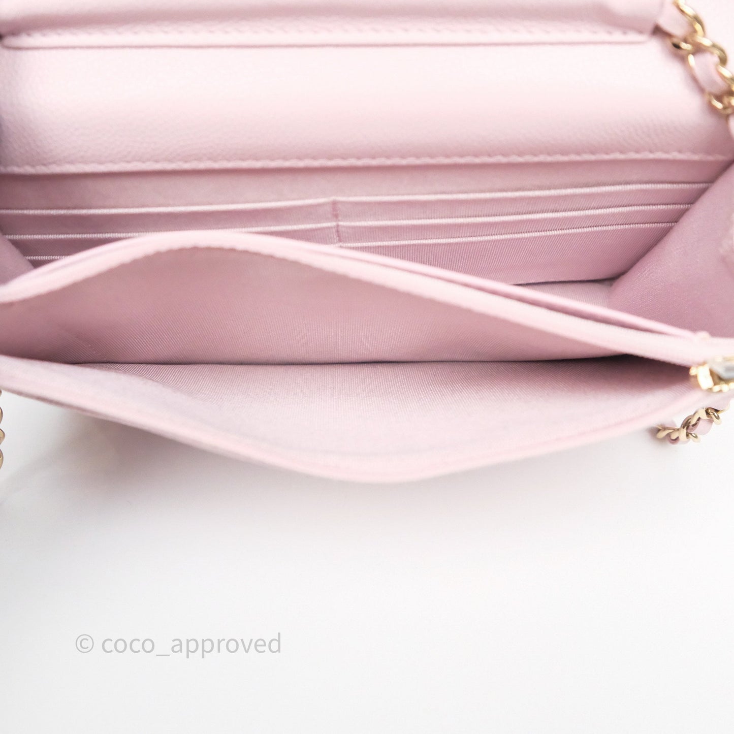 Chanel Classic Quilted Wallet On Chain WOC Pink Caviar Gold Hardware