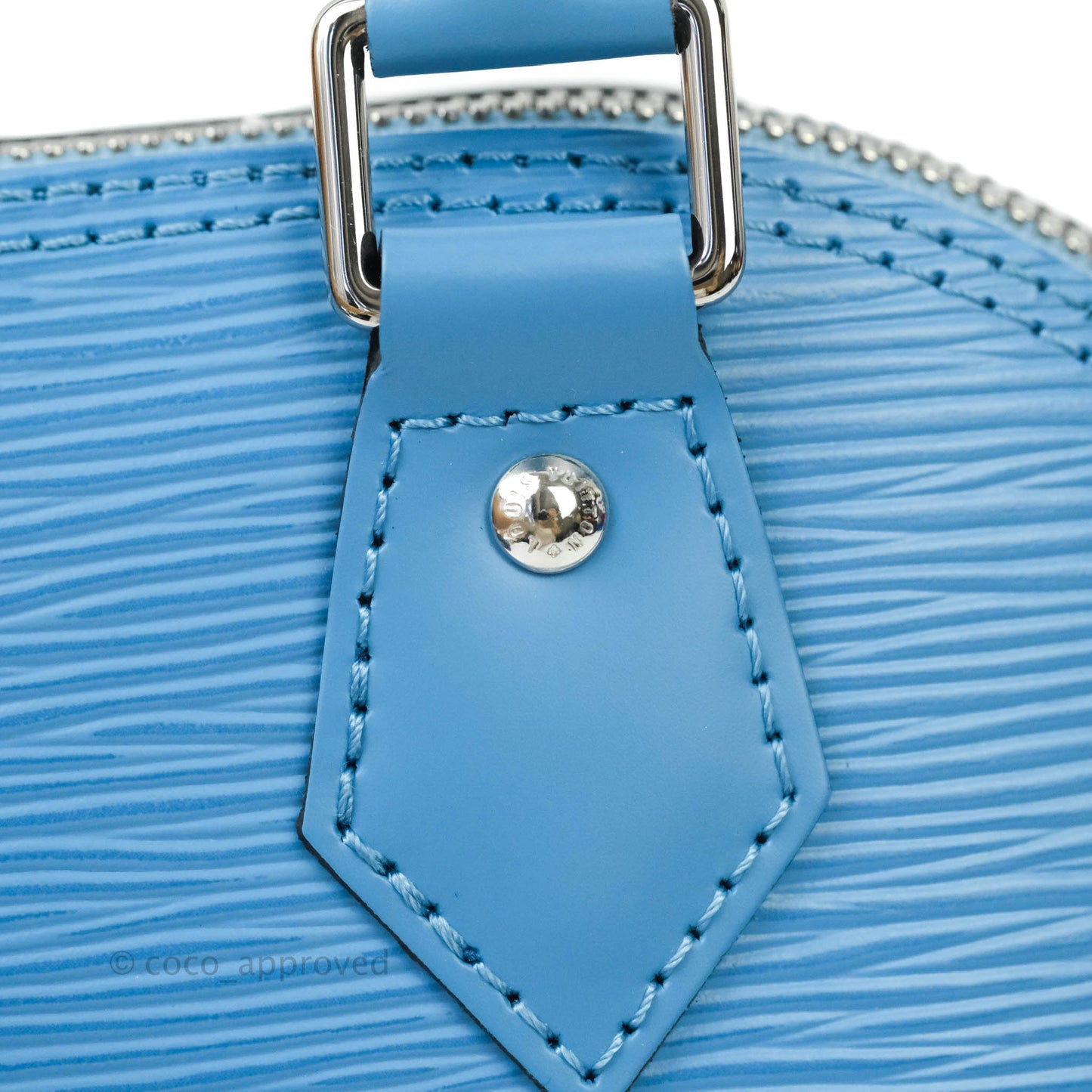 Louis Vuitton Epi Alma BB Blue with Jacquard Strap
