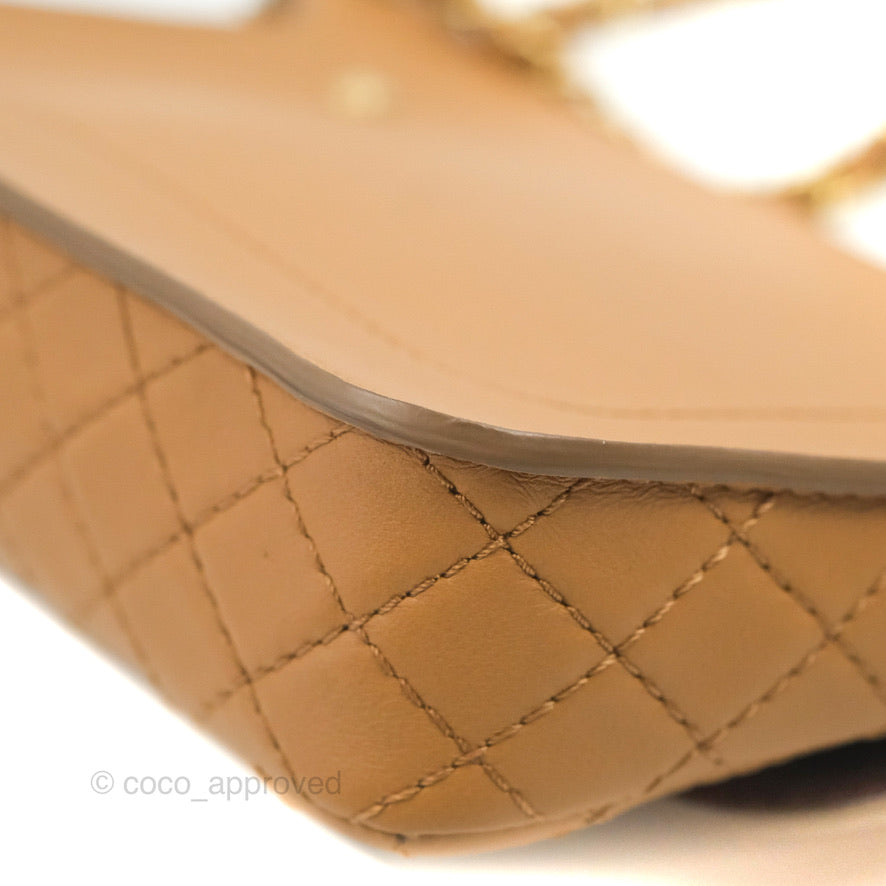 Chanel Flap Waist Bag with Leather & Tweed Coin Purses Dark Beige Calfskin