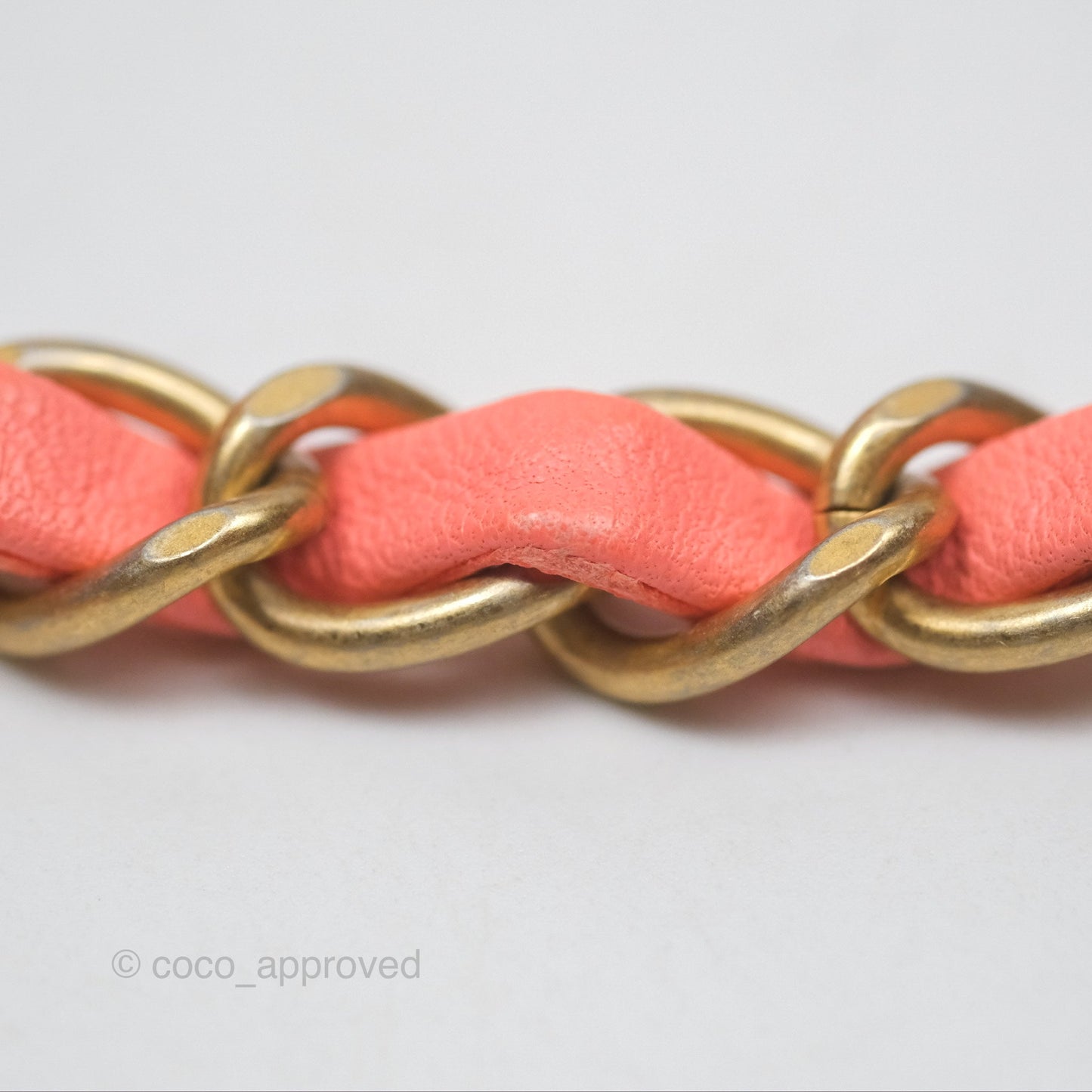 Chanel Chevron Mini Rectangular Flap Peach Pink Lambskin Aged Gold Hardware