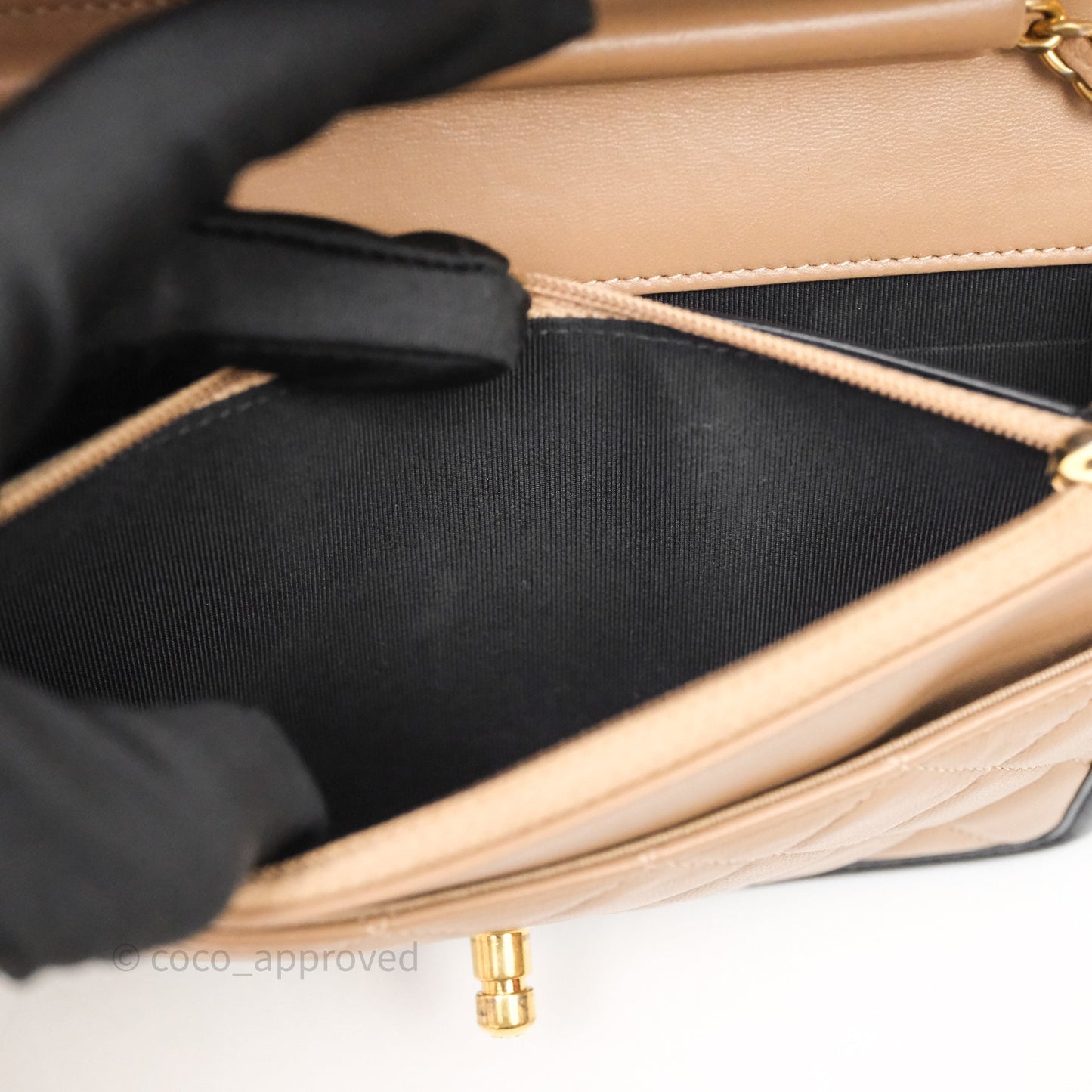 Chanel Quilted Medium Elegant CC Flap Beige Lambskin Gold Hardware